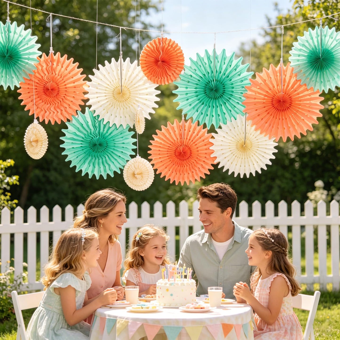 SUNBEAUTY Pack of 11 Hanging Honeycomb Paper Fans Party Decoration Paper Decoration for Birthday