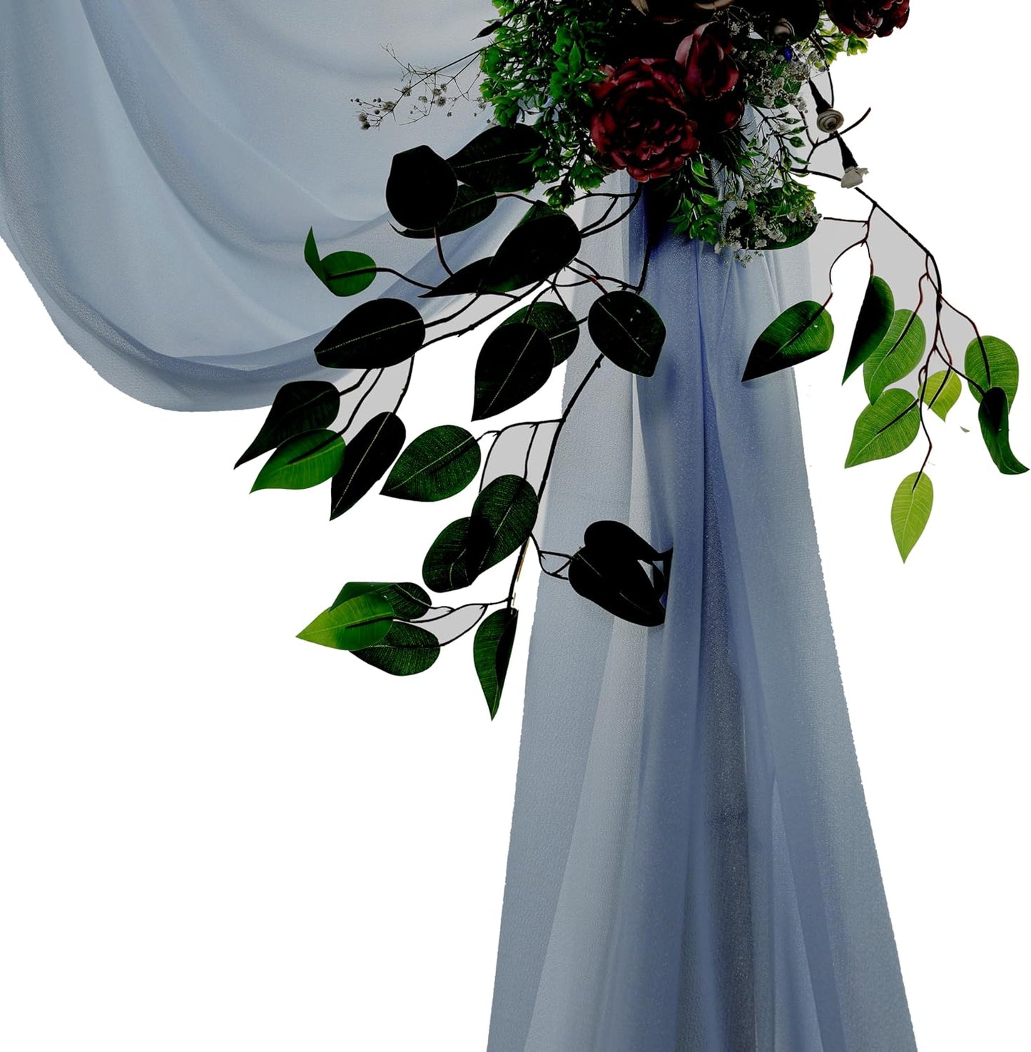 VDS Pack of 2 Panel (30 Inch X 20 Feet) Wedding Arch Draping Fabric Sheer Chiffon Fabric Drapery for Wedding Ceremony Reception Swag Backdrop Canopy Chuppah ARBO Altars Decoration (Dusty Blue)