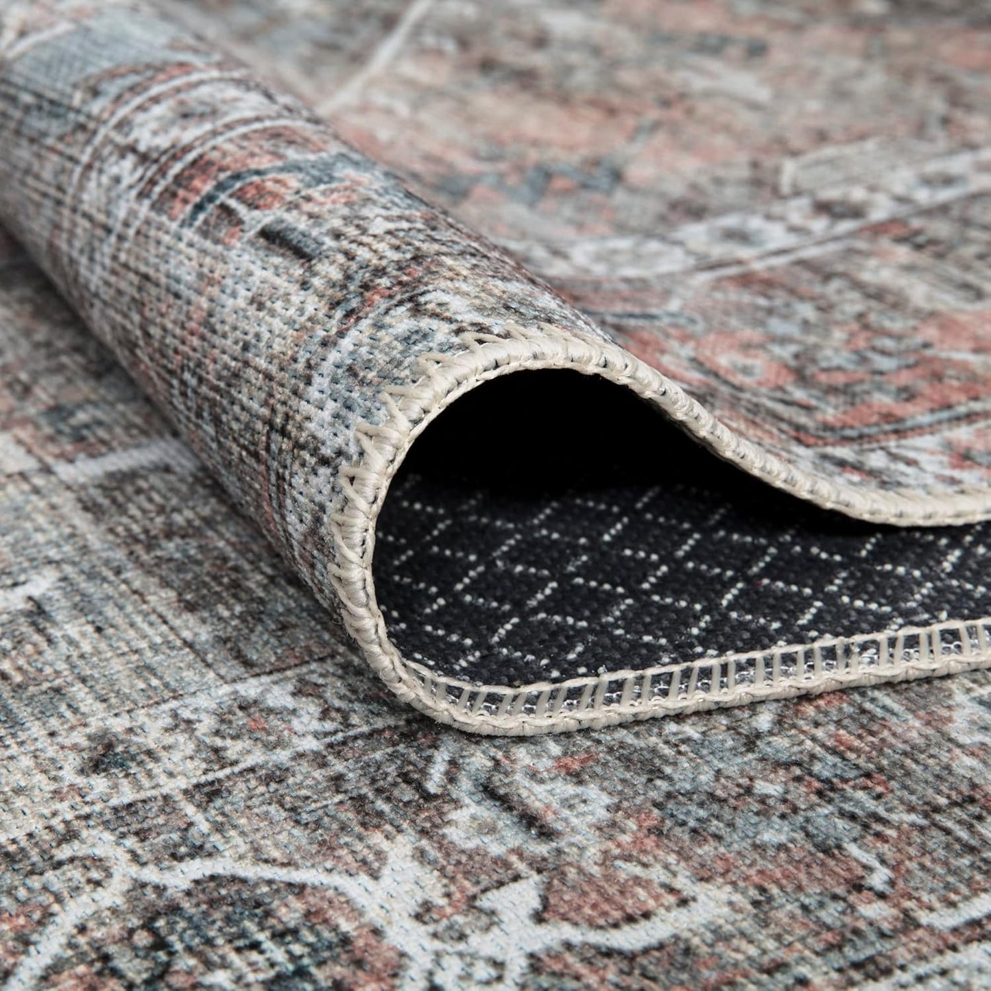 Bloom Rugs Washable Non-Slip 8' x 10' Rug - Light Pink/Light Blue Traditional Medallion Area Rug for Living Room, Bedroom, Dining Room, and Kitchen - Exact Size: 8' x 10'