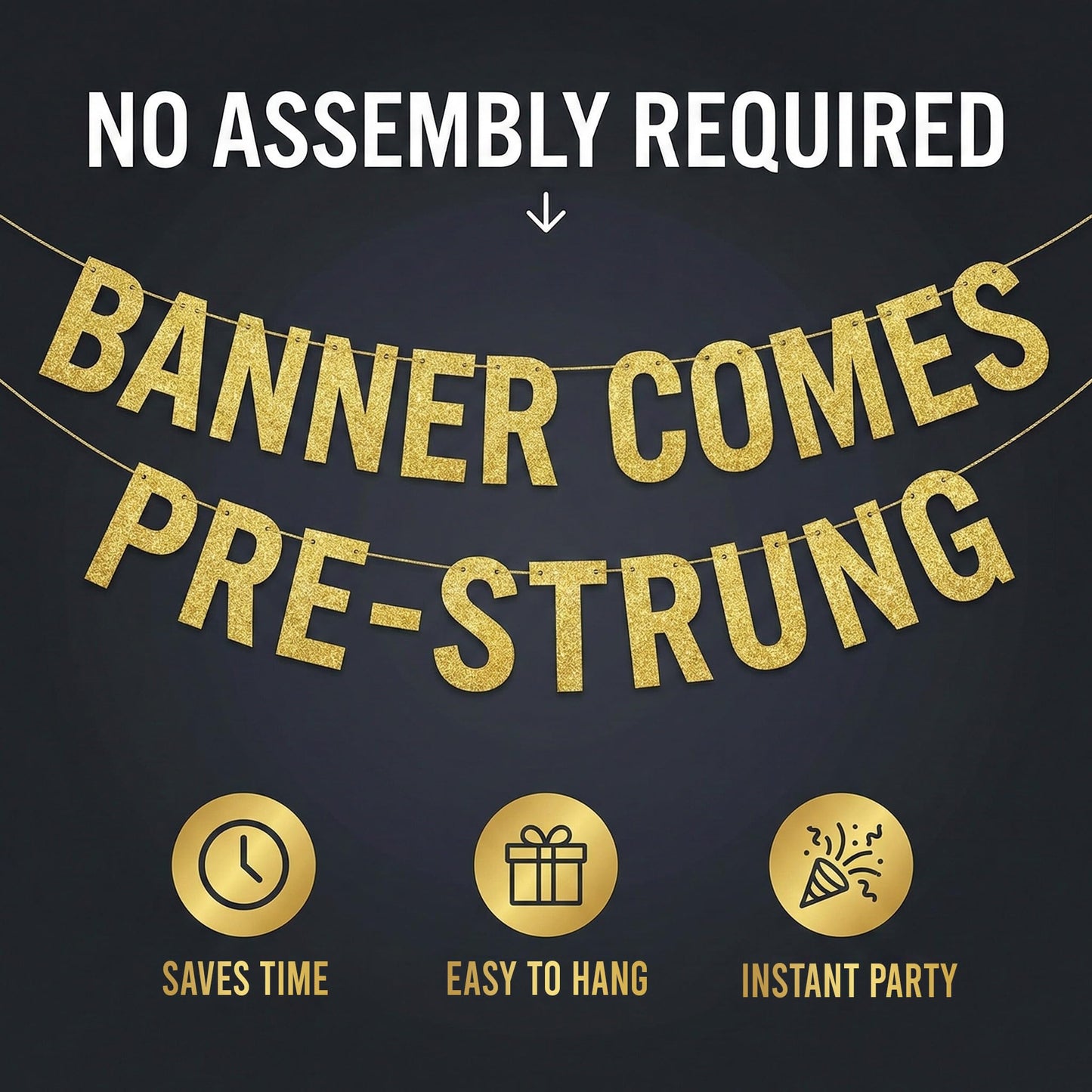 Pre-Strung You Worked Your Whole Life For This Party Gold Glitter Banner - Funny Retirement