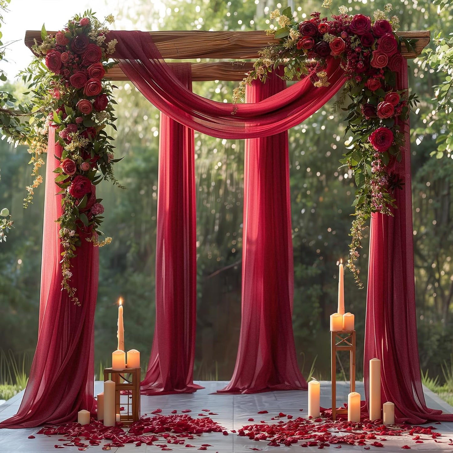 Burgundy Wedding Arch Draping Fabric 1 Panel 30'' x 20FT Burgundy Drapes Sheer Fabric Backdrop Curtains for Wedding Ceremony Birthday Party Bridal Shower Decoration