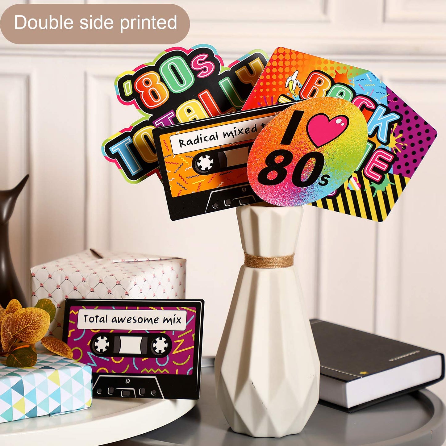 24 Pieces 80's Party Decorations 1980's Retro Centerpiece Sticks Back to 80s Hip Hop or Birthday