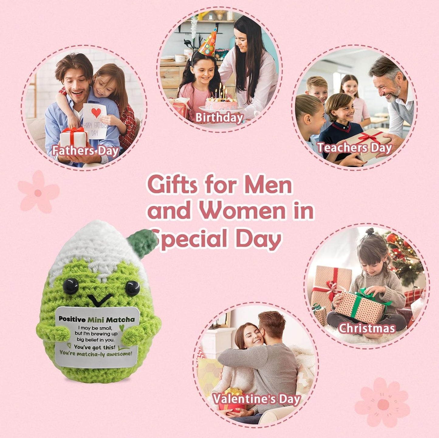 Handmade Matcha Companion Crochet Gift - Motivational Present for Her,Colleague,Friends,Matcha Loverv,Cheerful Holiday or Birthday Keepsake