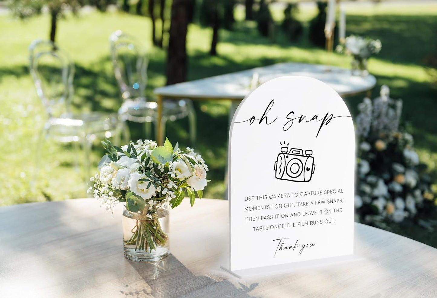 Disposable Cameras for Weddings Sign, White Arch Acrylic Sign, Wedding Reception Decorations, Bridal Shower Decor, Engagement Party Decor, Centerpiece Table Decorations Party for Bride and Groom-23
