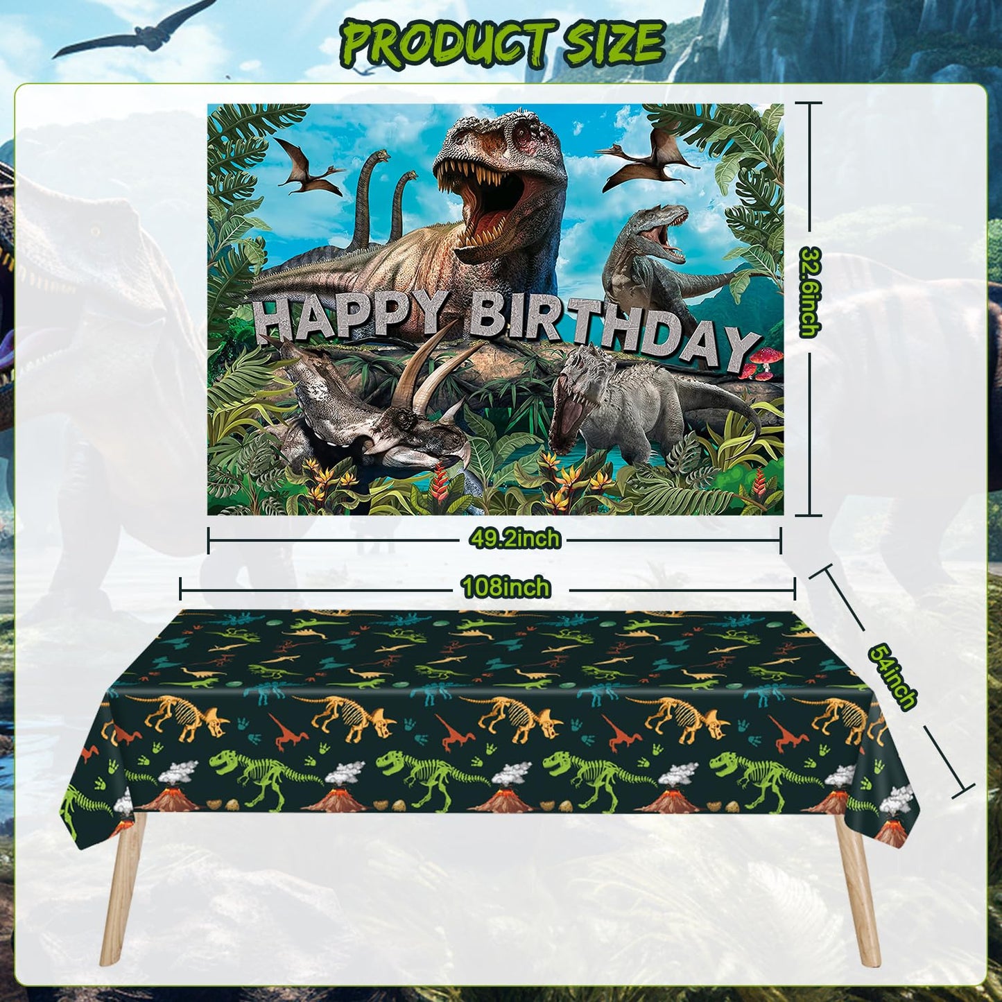 SPIGHTDEX Dinosaur Birthday Party Decorations Kit for Boys - Dino Party Supplies with Tablecloth