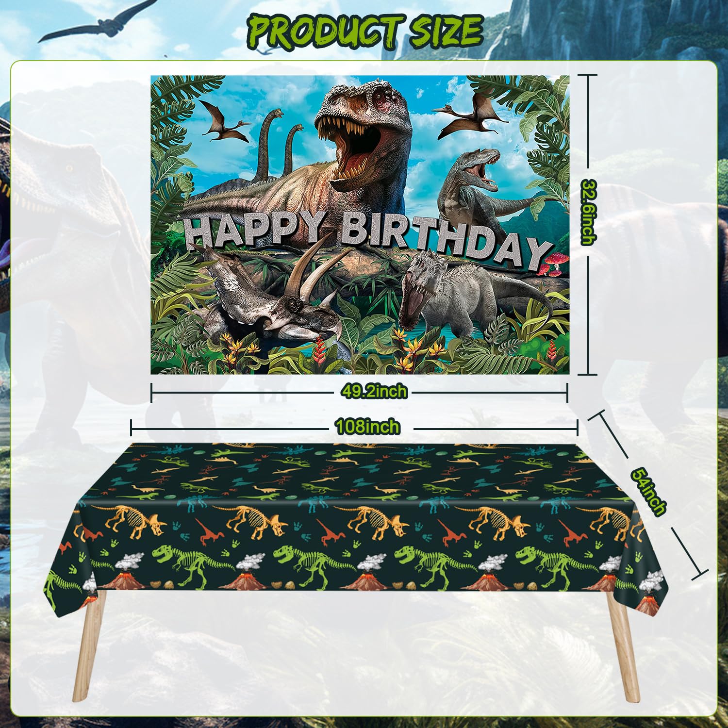 SPIGHTDEX Dinosaur Birthday Party Decorations Kit for Boys - Dino Party Supplies with Tablecloth