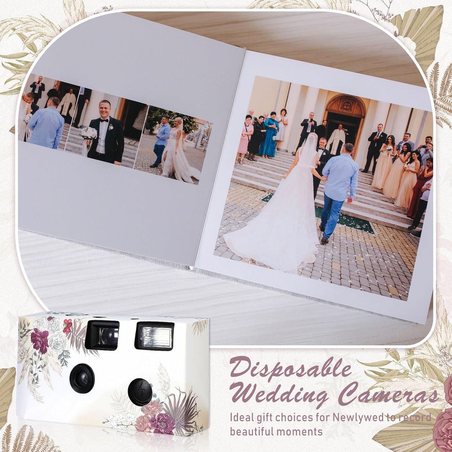 Zhengmy 10 Pack Disposable Camera Bulk for Wedding, 34mm Single Use Camera Bulk with Flash One Time for Gathering Wedding Travel(Bohemian,Colorful Film)