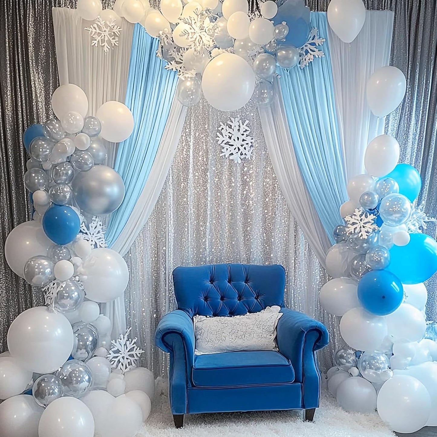 20 x 10ft Wrinkle Free Dusty Blue Backdrop Curtains for Parties Weddings, Thick Silky Polyester Fabric Backdrop Drapes, 4 Panels 5X 10 ft Photo Background Cloth for Birthday Gender Reveal Photography