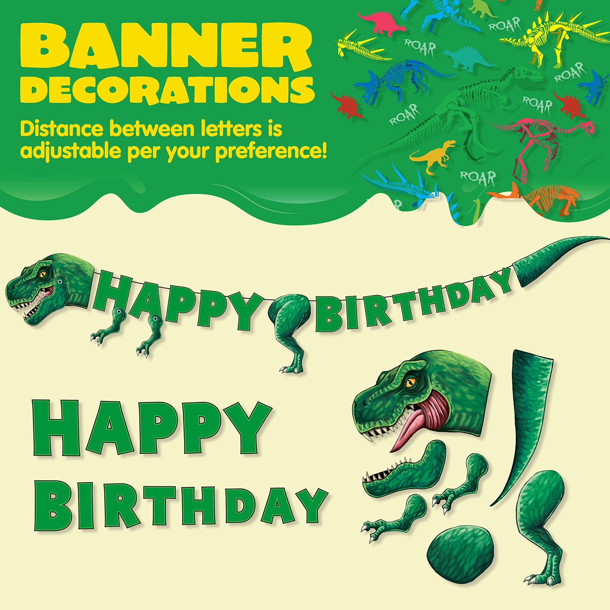 JOYIN 145 Piece Dinosaur Birthday Party Supplies with Banner, 24 Serves Dinosaur Disposable