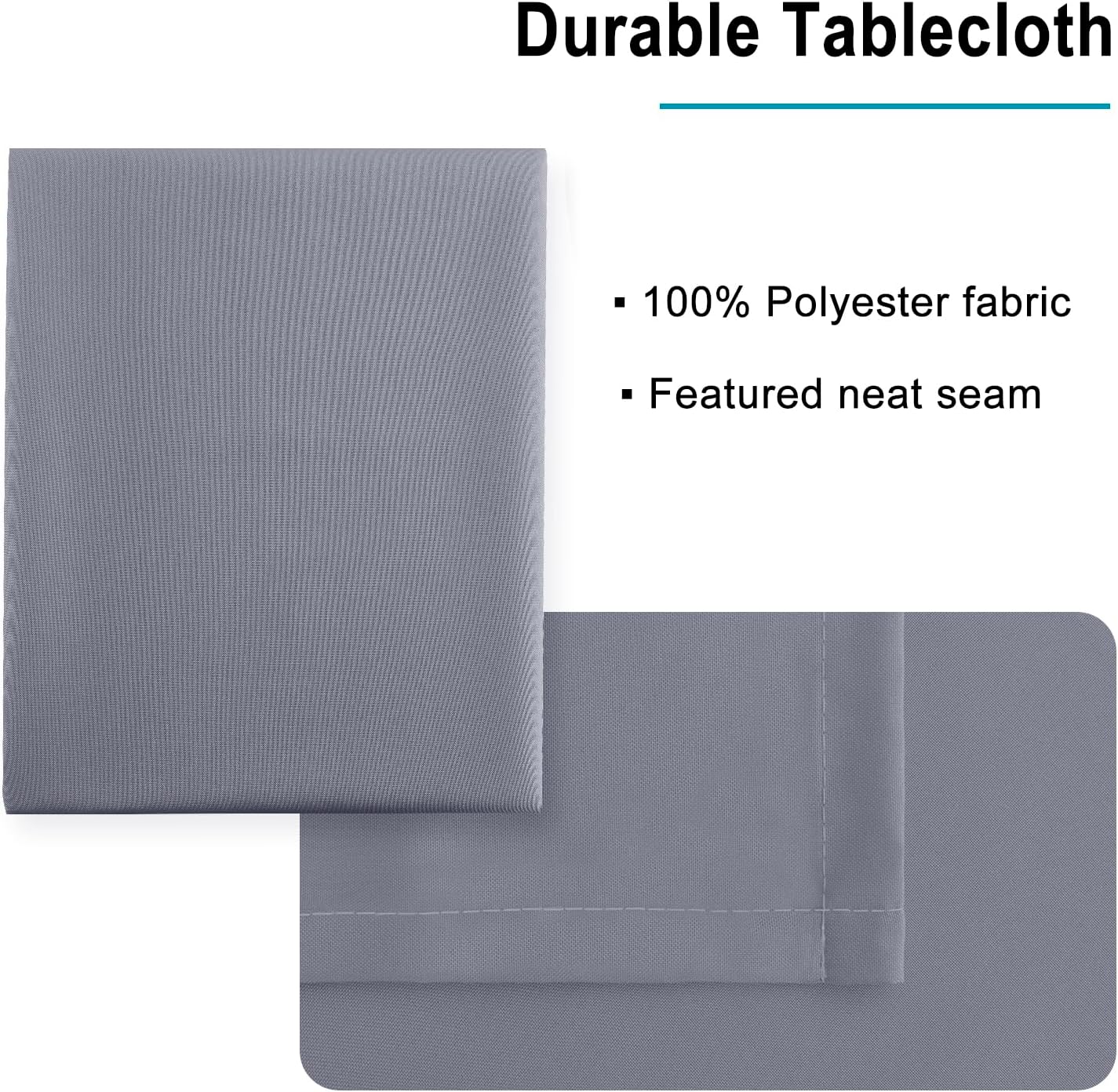 Hiasan Light Gray Rectangle Tablecloth - Waterproof Spillproof and Wrinkle Resistant Washable Polyester Table Cloth for Dining Party, 90 x 132 inch