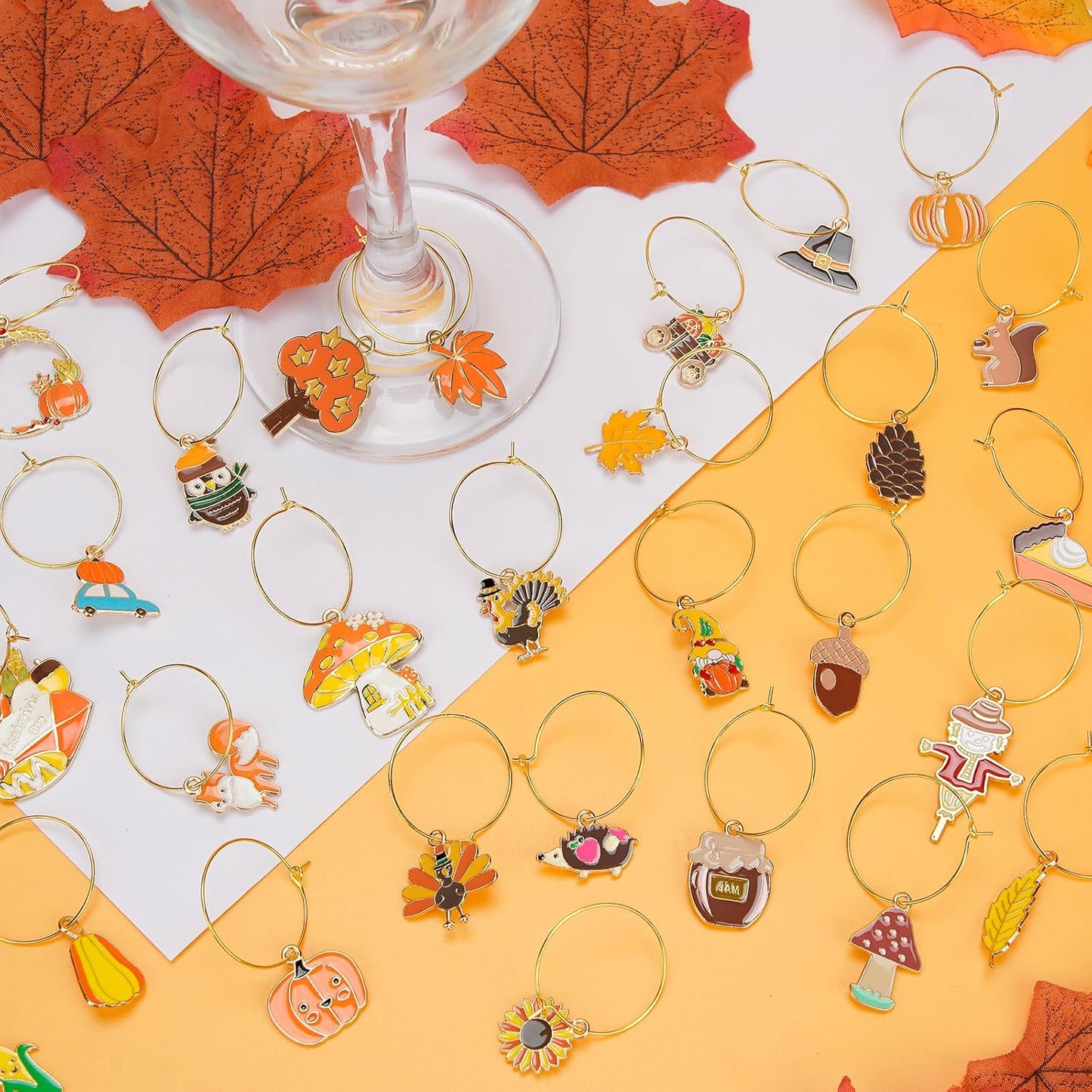 30PCS Wine Glass Charms Identification Markers for Stem Glasses, Wine Tasting Party Favors Holiday Decorations