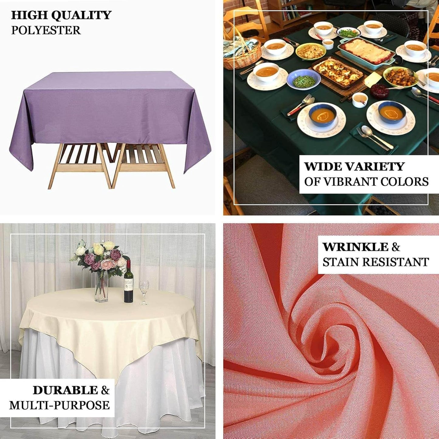 Efavormart 70" Yellow Square Polyester Tablecloth for Dining Table, Wedding, Party, Event, Banquet, Restaurant Decoration