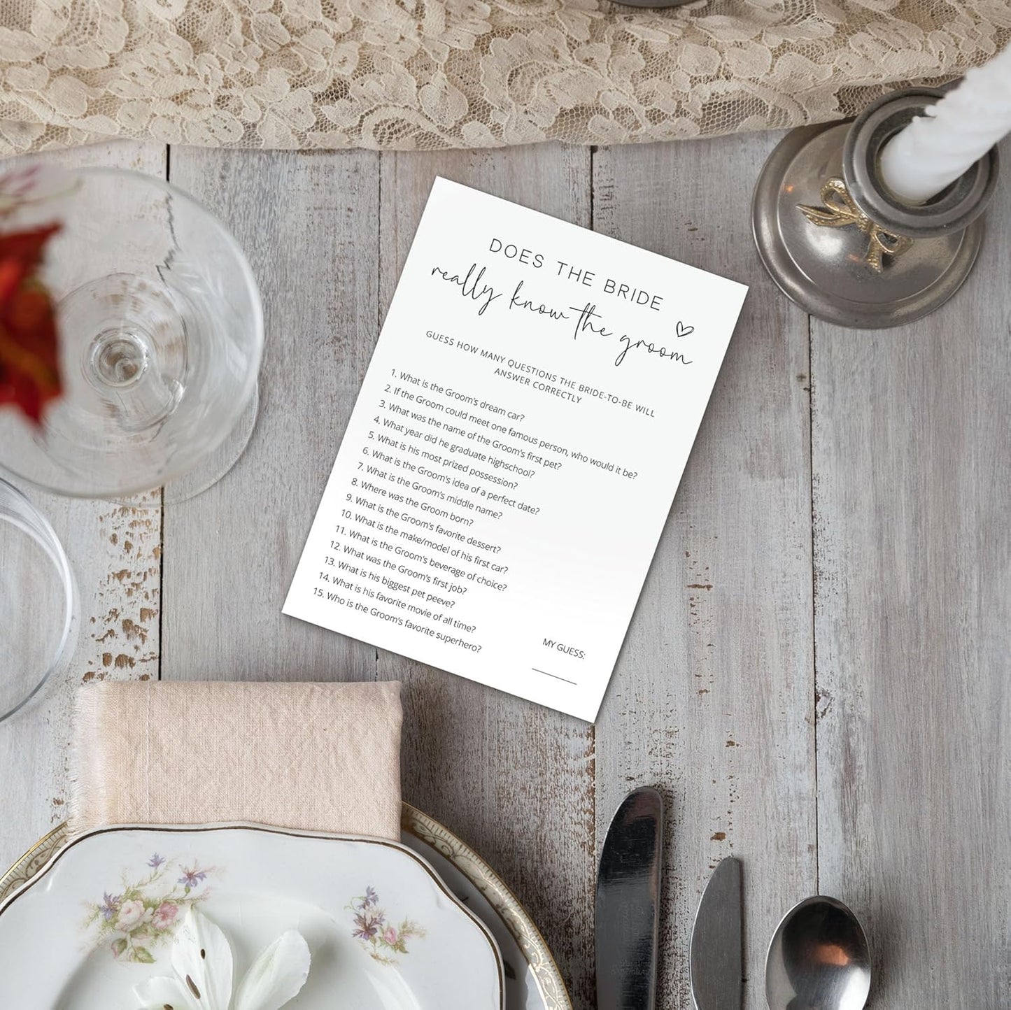 Bridal Shower Games, Does the Bride Really Know the Groom, 25Pcs Minimalist White Double-Sided Bridal Game Cards, Wedding Shower Games for Guests, Engagement Bachelorette Party Supplies - A13