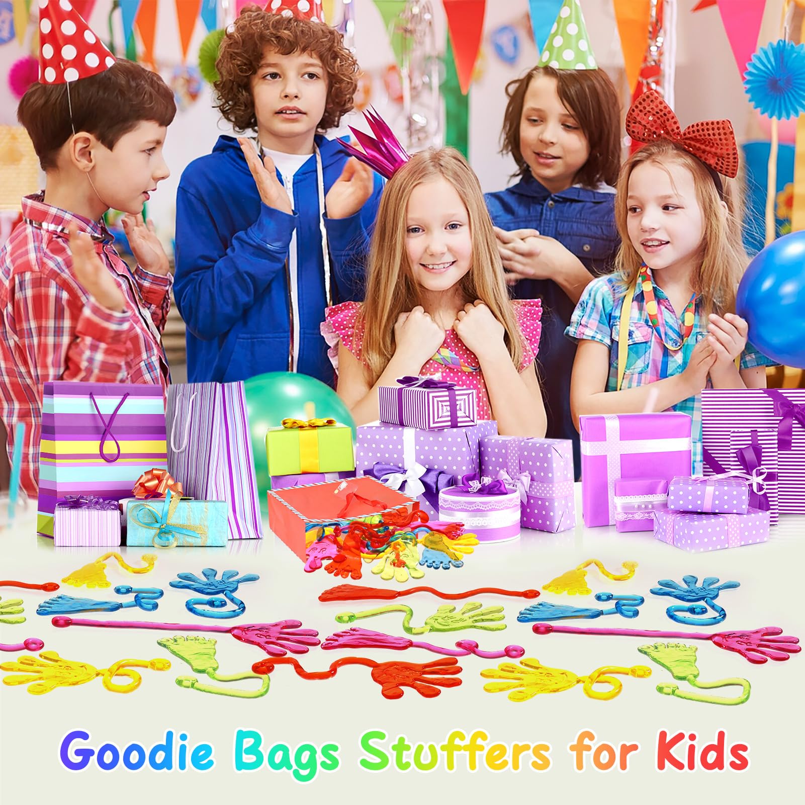 Sticky Hands Bulk 30 PCS Party Favors for Kids 4-8,8-12 Year Stretchy Sticky Hand Feet Goodie Bags