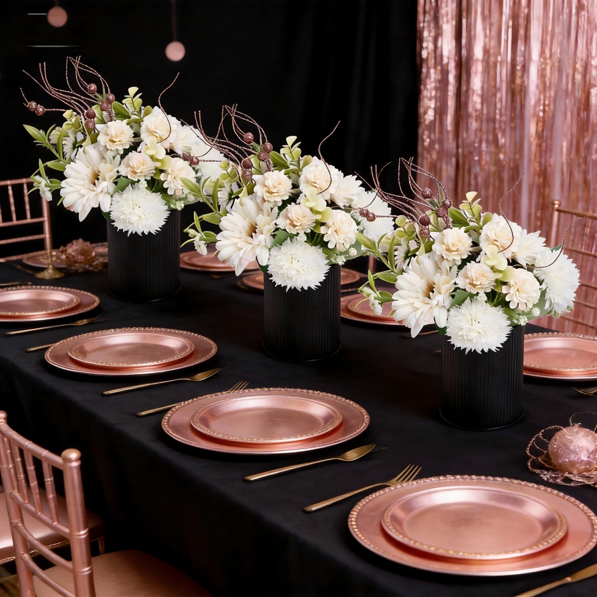 DIYDOFUN Ivory White & Rose Gold Flower Table Centerpieces, Set of 6
