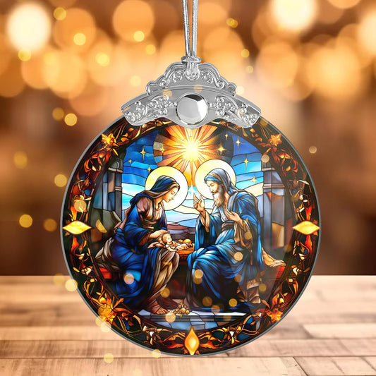 Nativity Ornament, Christian Holiday Decor, Religious Keepsake, Jesus Gift Idea, Acrylic Hanging Art, 2025 Christmas Ornament, Stained Glass Effect, Christmas Decorations