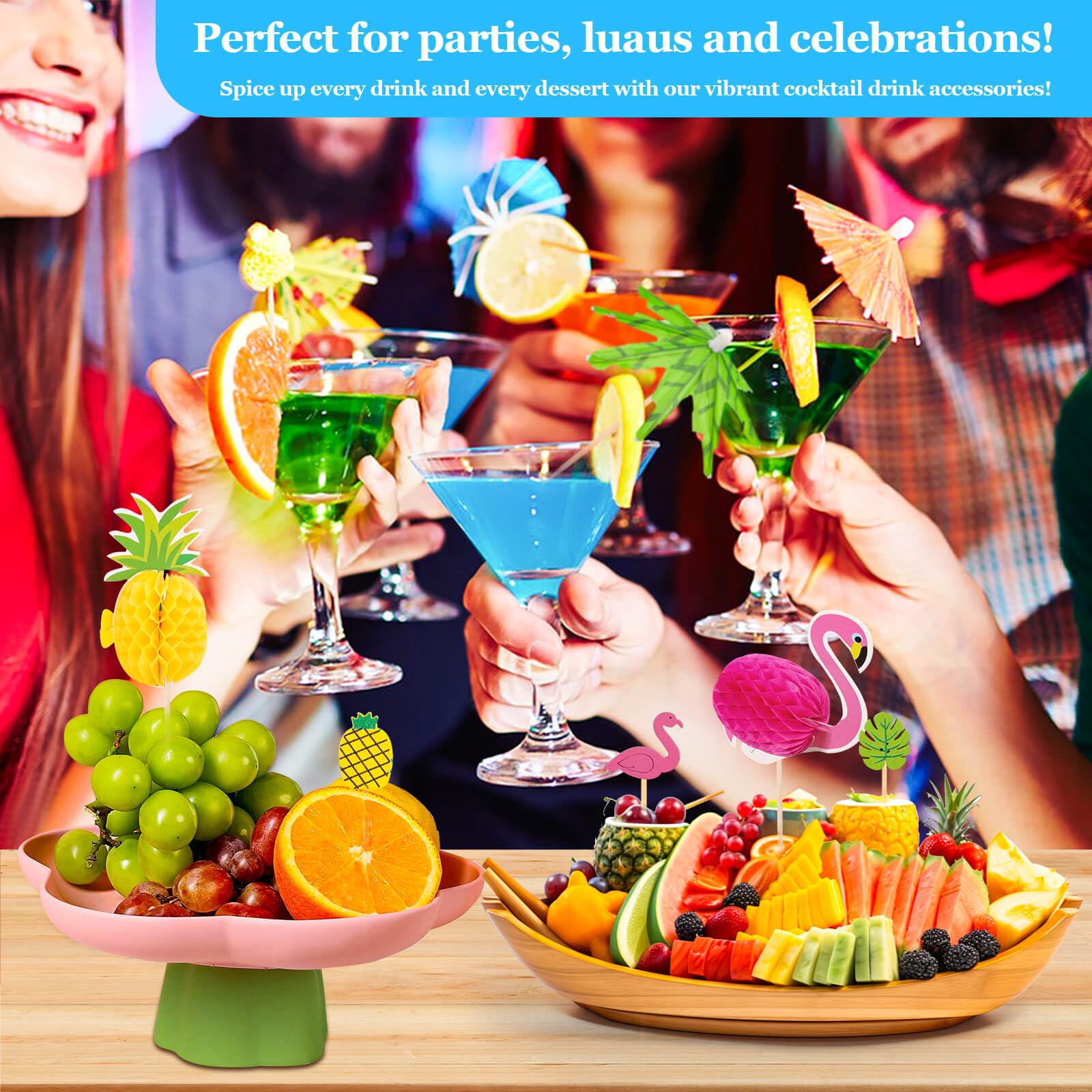 Paxcoo Drink Umbrellas, 180PCS Cocktail Drink Accessories Includes Umbrella Straws, Umbrella