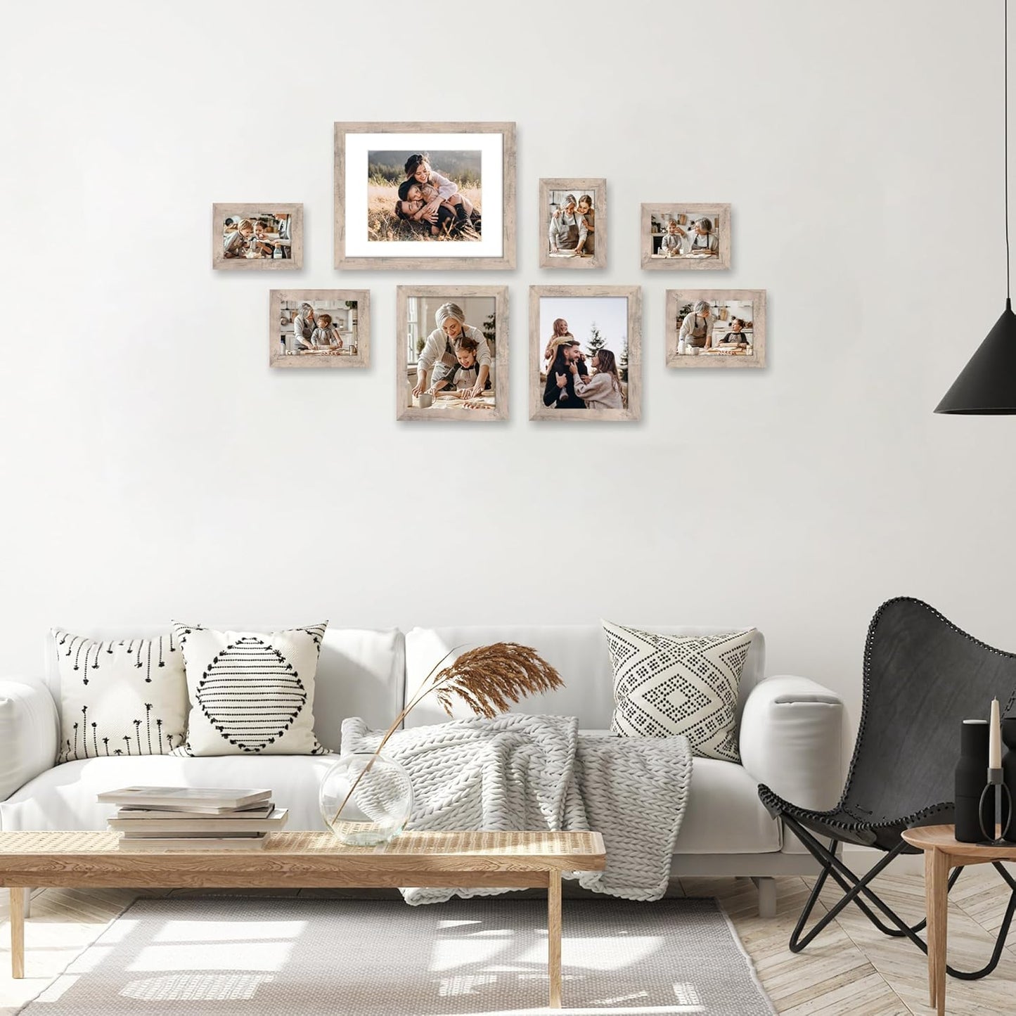 5x7 Picture Frame Set of 4, Smoke Gray Frame with High Definition Glass, 5 x 7 Wood Photo Frames for Tabletop Display and Wall Mounting