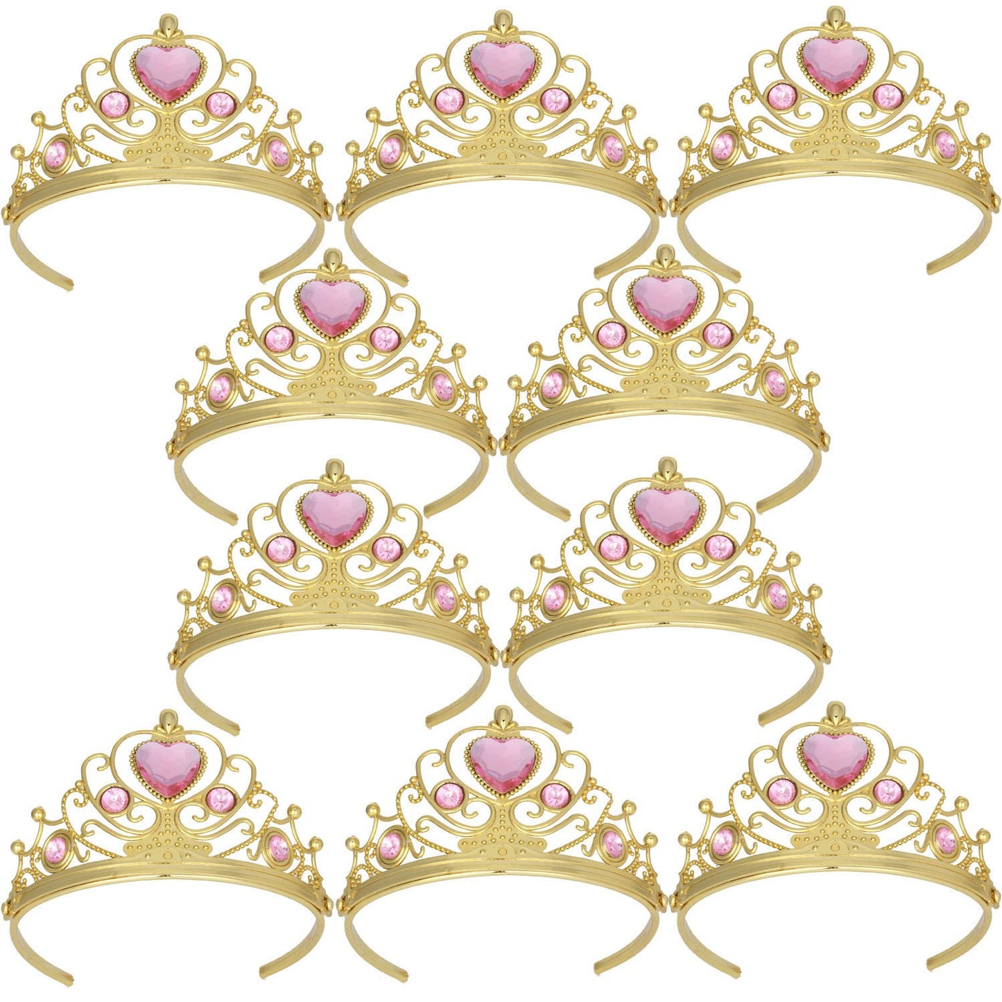 Princess Dress Up Crowns for Little Girls Gold Plastic Tiaras Crown Set Party Favors Pink Tiaras