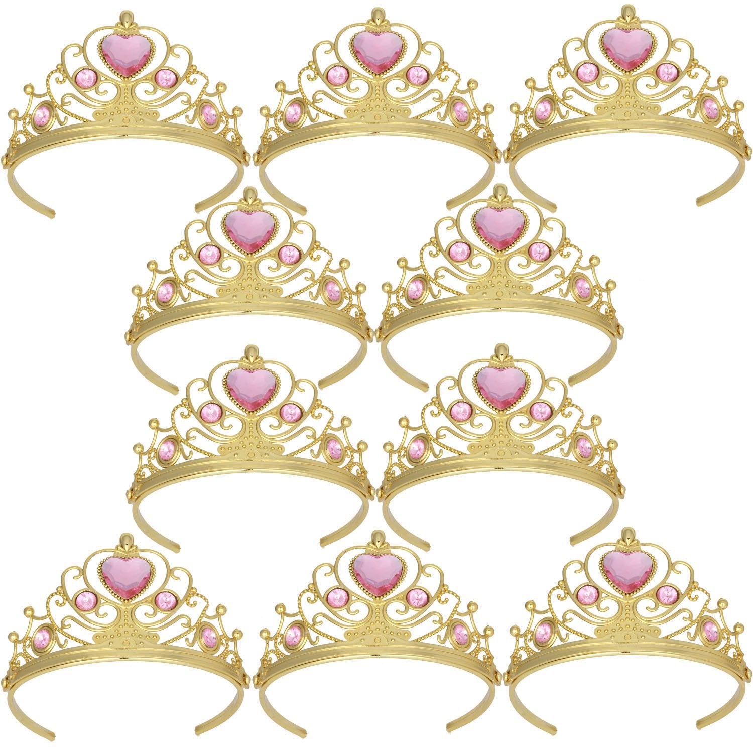 Princess Dress Up Crowns for Little Girls Gold Plastic Tiaras Crown Set Party Favors Pink Tiaras