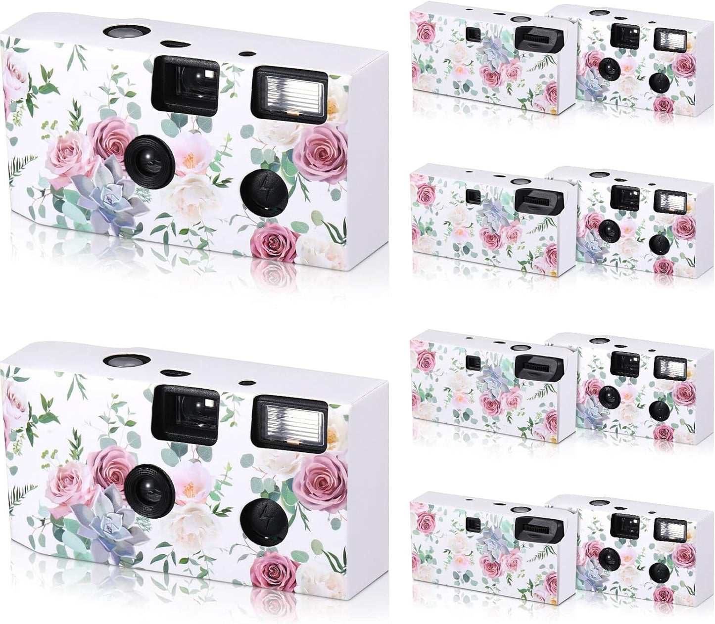 Zhengmy 10 Pack Disposable Camera Bulk for Wedding, 34mm Single Use Camera Bulk with Flash One Time for Gathering Wedding Travel(Pink Rose,Colorful Film)