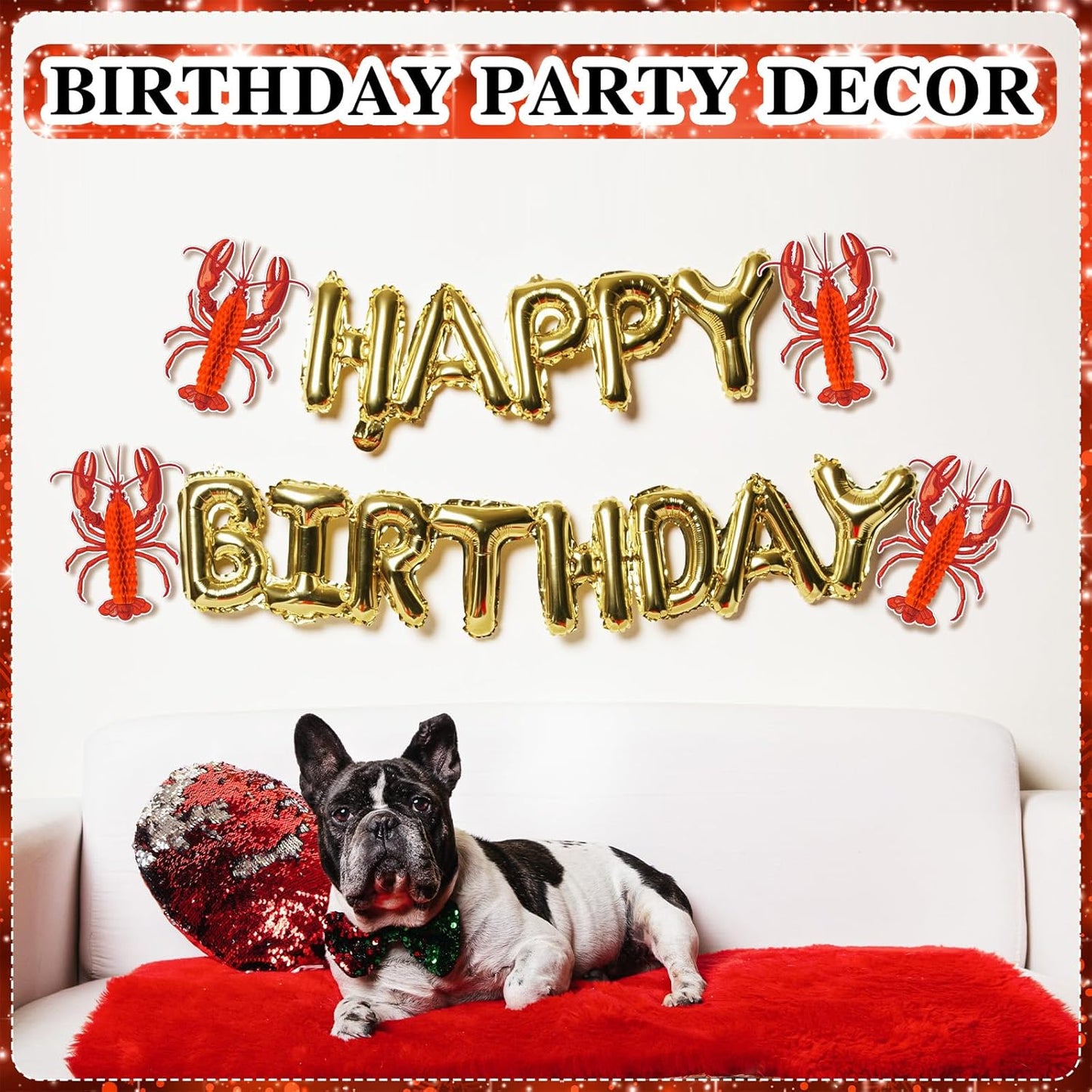 Jetec 6 Pcs Tissue Crab Lobster Honeycomb Centerpiece Hanging Crab Lobster Party Decorations Table Decor for Summer Sea Animal Beach Birthday Party Supplies(Lobster)