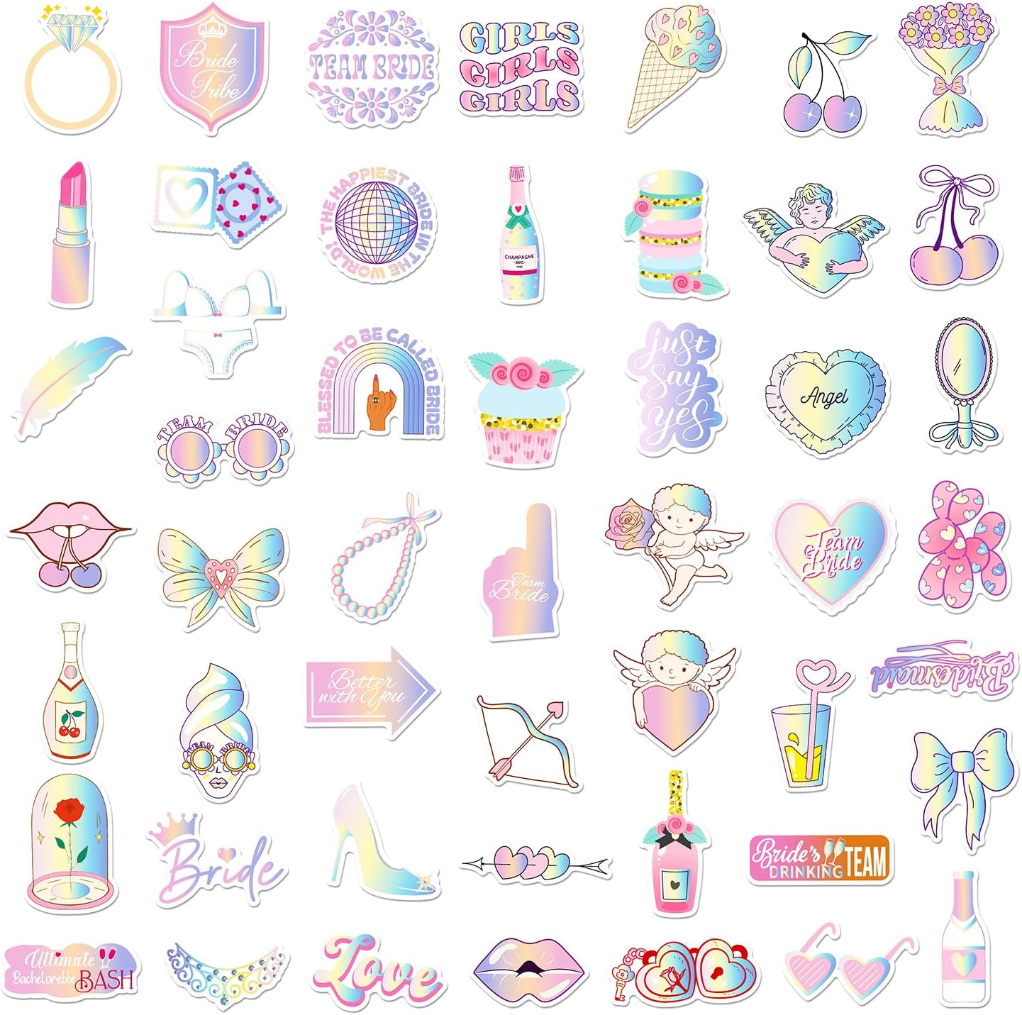 100pcs Bachelorette Theme Waterproof Vinyl Stickers - Bachelorette Decor & Party Favors, Bridesmaid Favor + Bride to Be