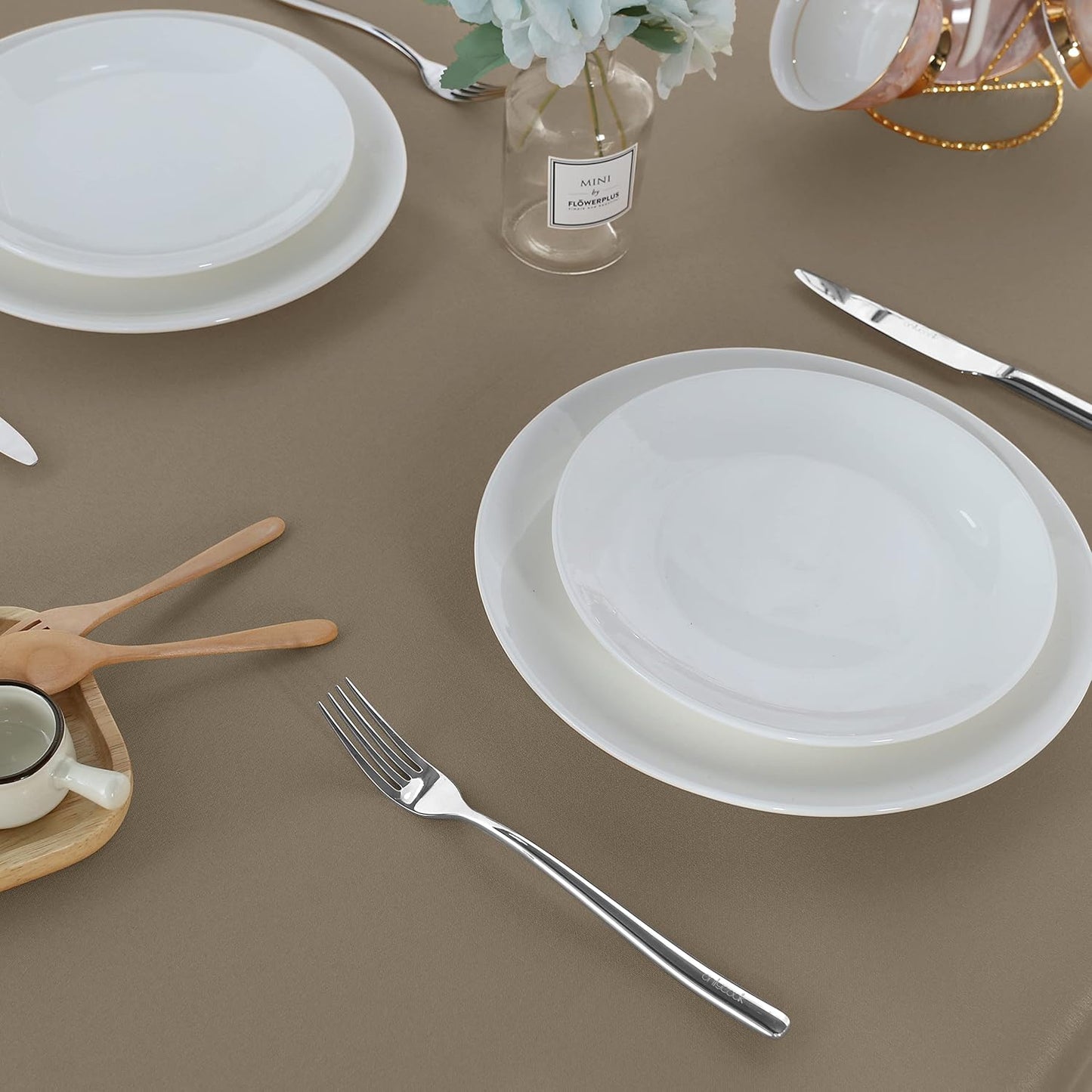 Fitable Rectangle Tablecloth Stain and Wrinkle Resistant Washable Polyester Table Cloth for Buffet Parties and Camping (60x120 inch, Taupe)