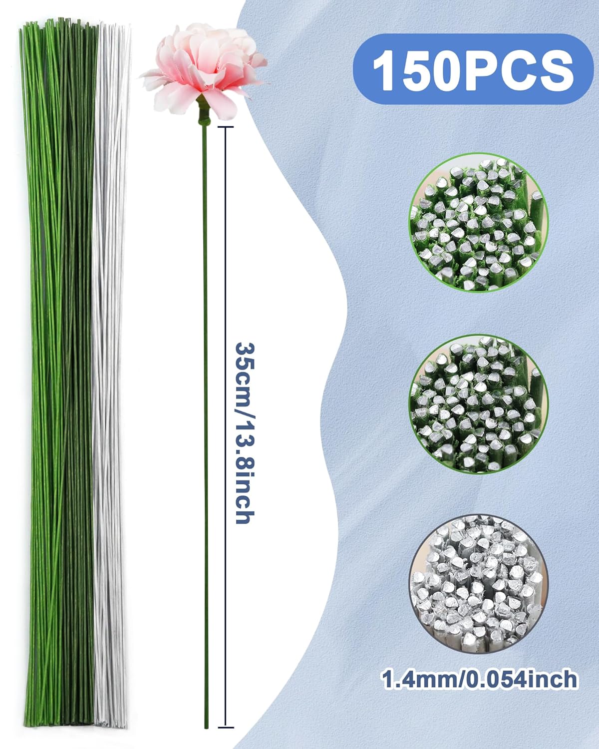 120 PCS FIVEIZERO 18 Gauge MixColor Floral Wire Stems for Artificial Flower Making,Florist Wire,Flower Wires for Crafts,Alambre para Flores for Wreaths, Flower Arrangements and DIY Projects