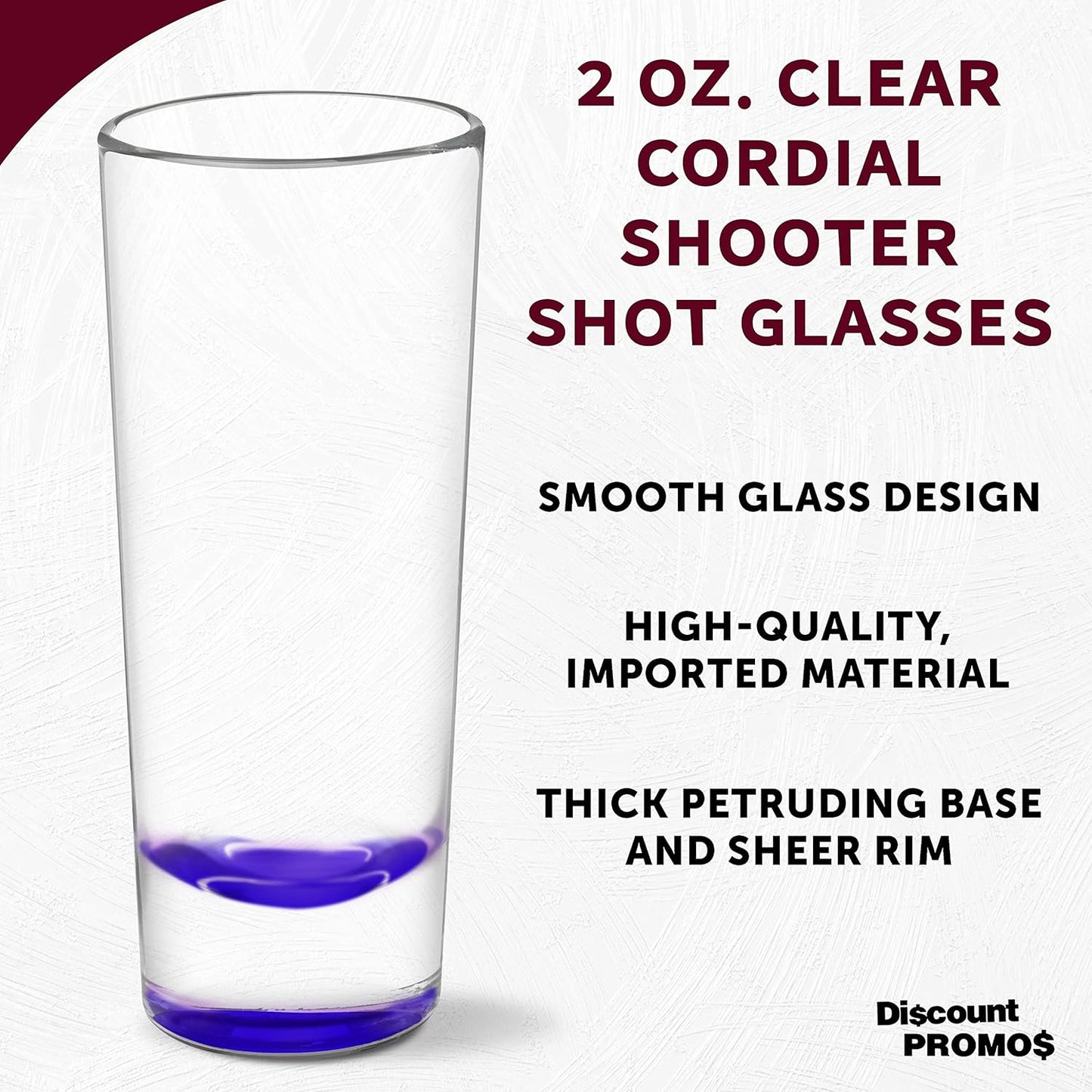 DISCOUNT PROMOS Cordial Shooter Shot Glasses 2 oz. Set of 10, Bulk Pack - Great for Birthdays, Parties, Indoor & Outdoor Events - Purple