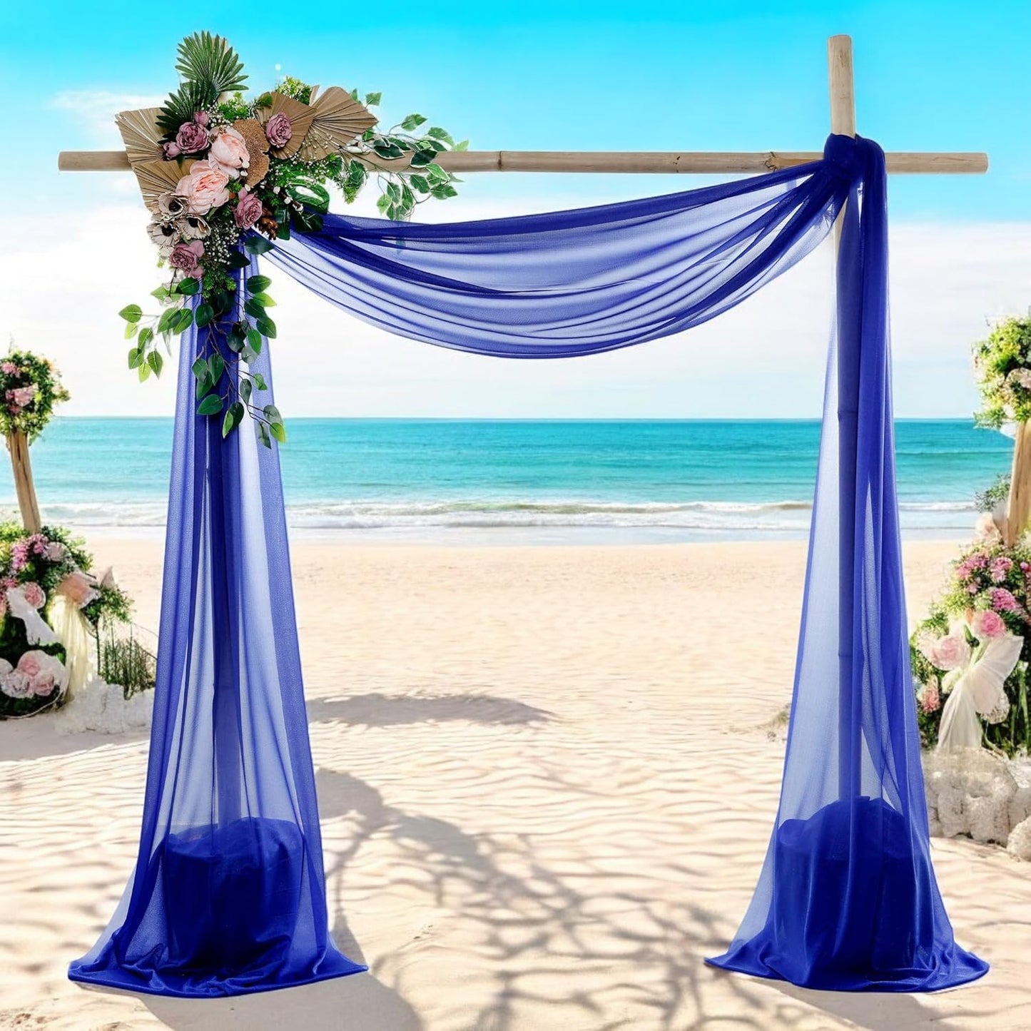 MDS Halloween Chiffon Draping Fabric - 2 Panel, 30" Wide x 100ft Long - Sheer Spooky Arbor & Canopy Drapery for Haunted House Backdrops, Party Ceilings, DIY Costumes & Themed Events - Royal Blue