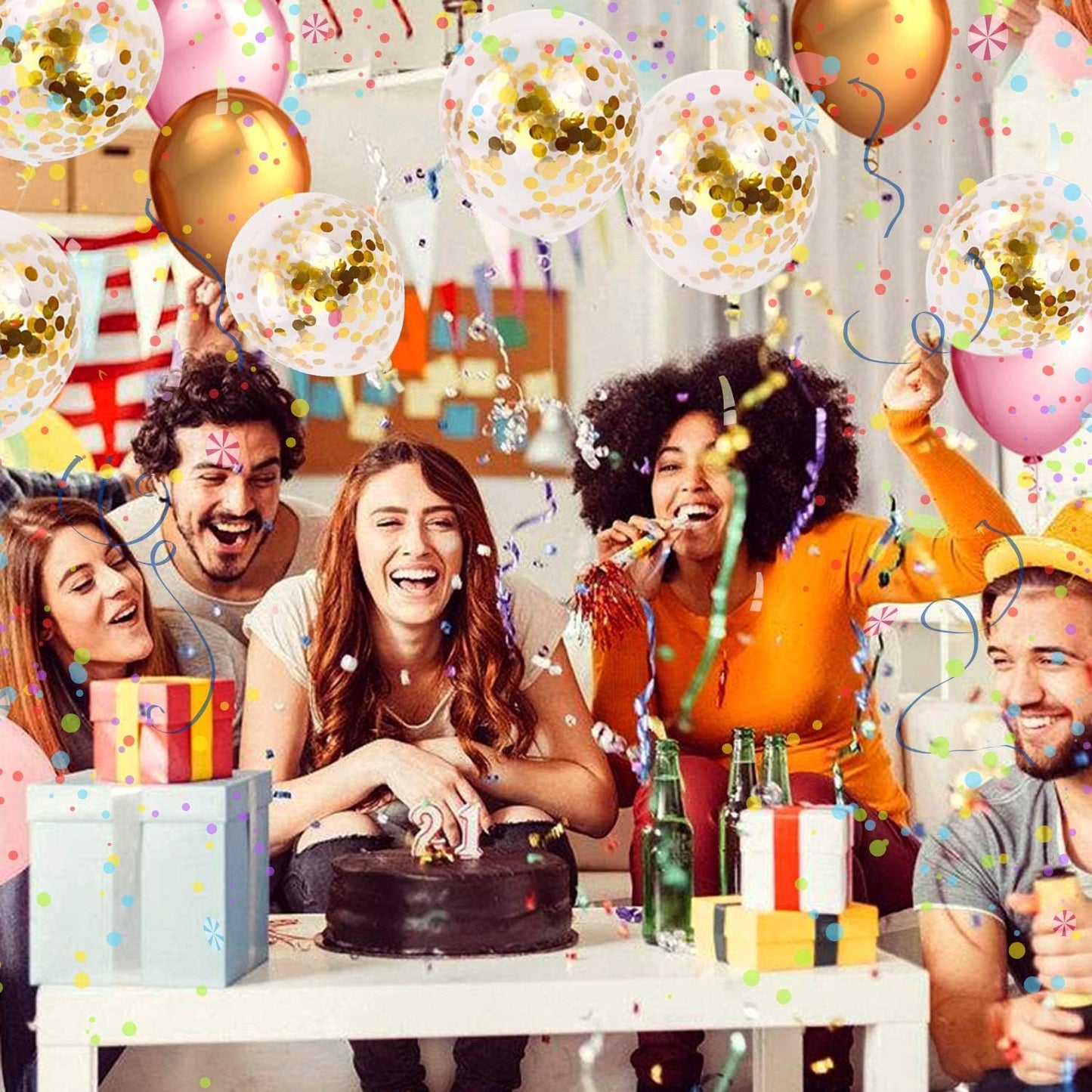 50pcs Gold Confetti Latex Balloons, 12 inch Gold Balloons with Golden Paper Dots for Graduation Wedding Birthday Baby Shower Party Decorations