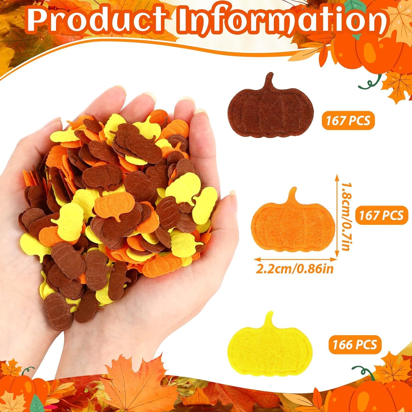 MARFOREVER Fall Felt Pumpkin Confetti, 500Pcs Thanksgiving Pumpkins Confetti Decorations Mixed Fall Colors Table Scatter Centerpiece for Fall Art Crafts Supplies Thanksgiving Party Accessories