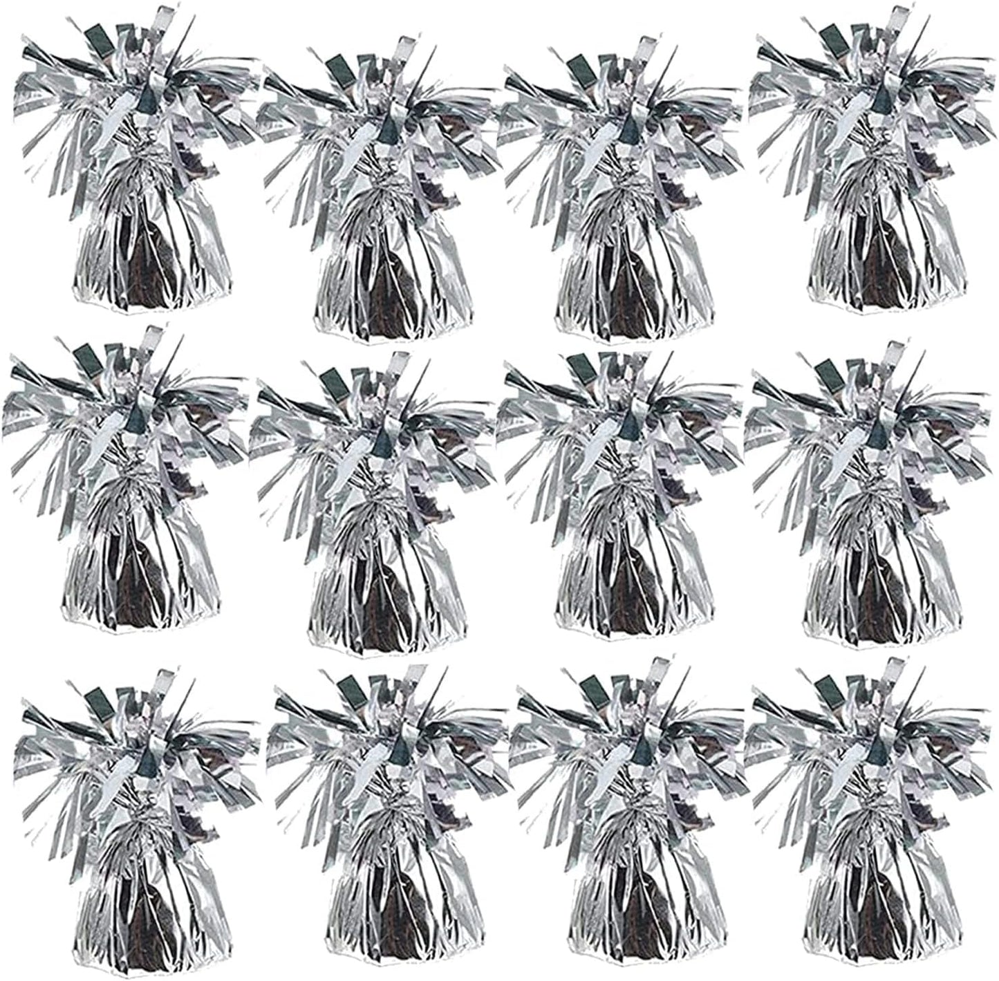 Metallic Balloon Weights, Birthday Party Favors, Novelty and Gag Gifts, 5.5" Inches, 12-Pack (Silver)