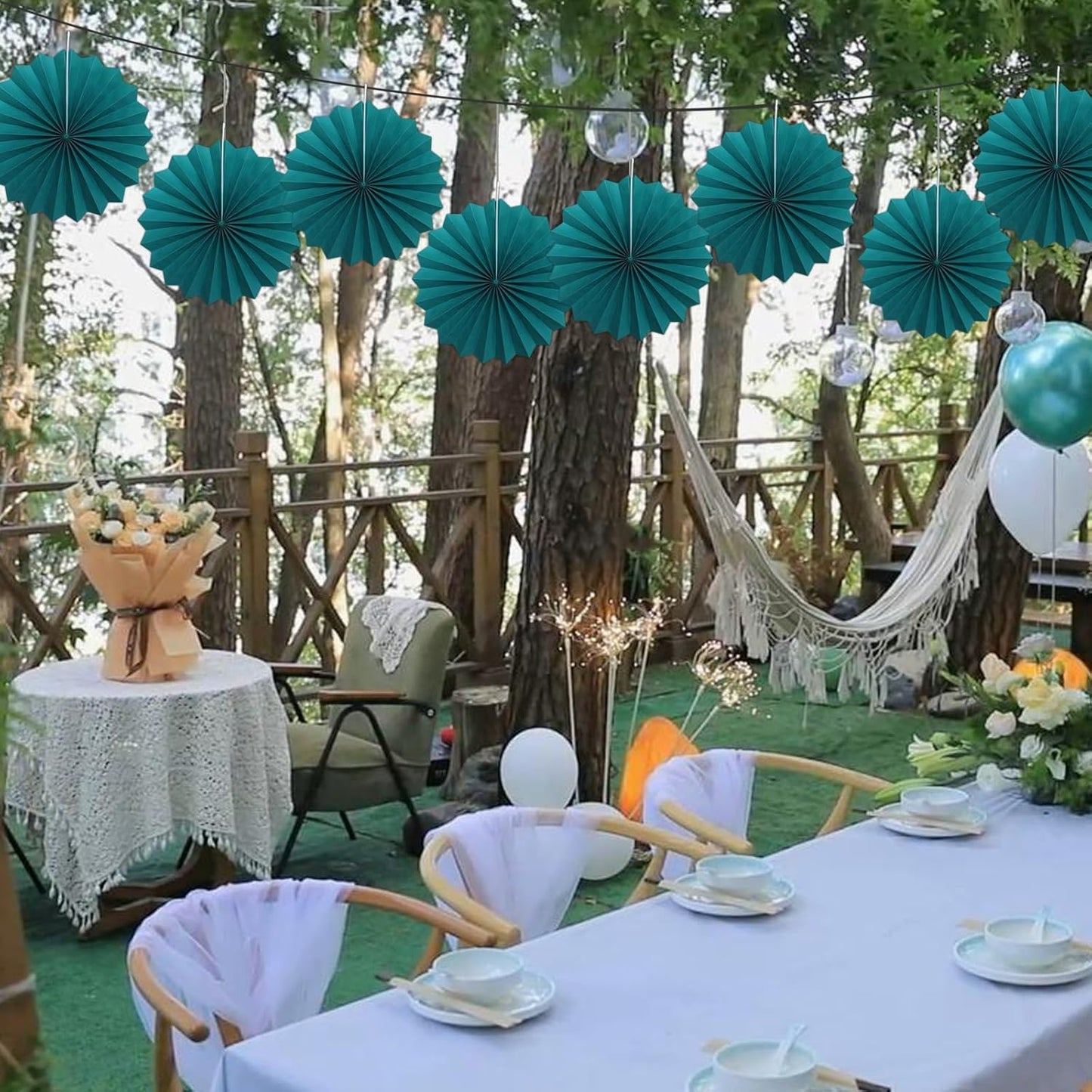 Green Birthday Decorations,DIY Green Paper Fans Hanging Decoration ,Party Supplies Party Fans 12in, Cactus Party Decorations,Wedding Graduation Events Accessories 30 Color DIY Set (Blackish Green)