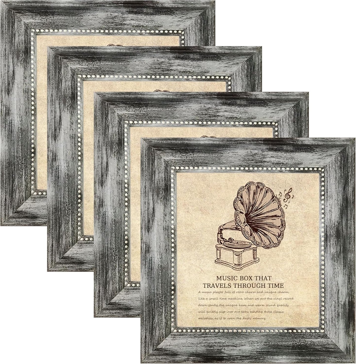 5x5 Picture Frame with Real Glass, 4 set Ornate Vintage Picture Frames for Wall or Tabletop Display, 5 x 5 photo Frame for Wall home best gift