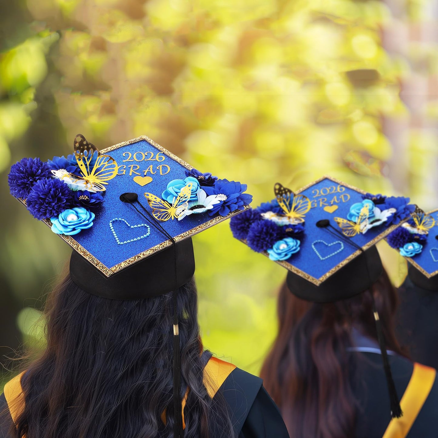 Wavwavw 43 PCS DIY Graduation Cap Decorations Kit, Grad Cap Decorations Included Faux Flowers 3D