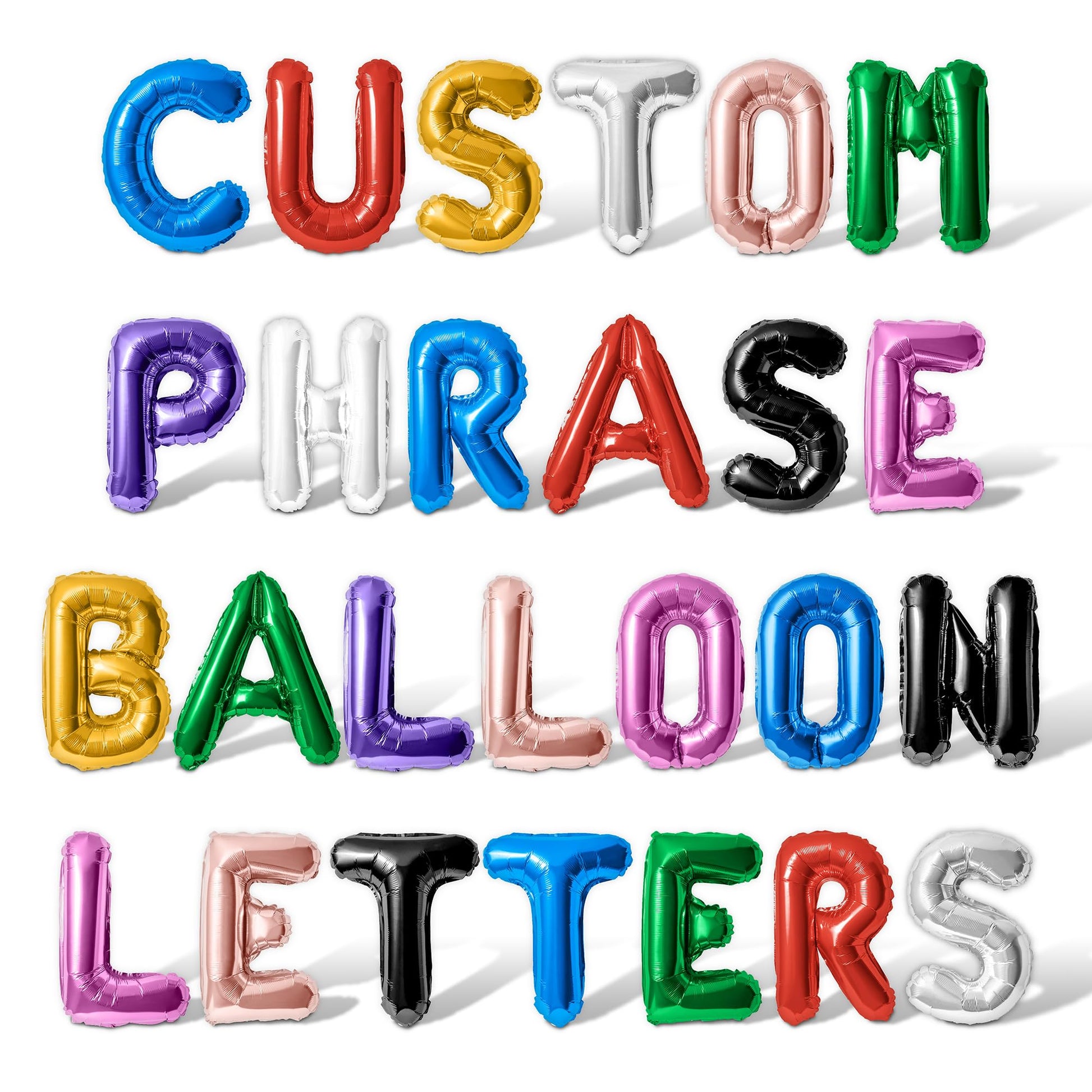 Letter Balloons - Custom Phrase 16" Inch Alphabet Letters & Numbers Foil Mylar Balloon - Create