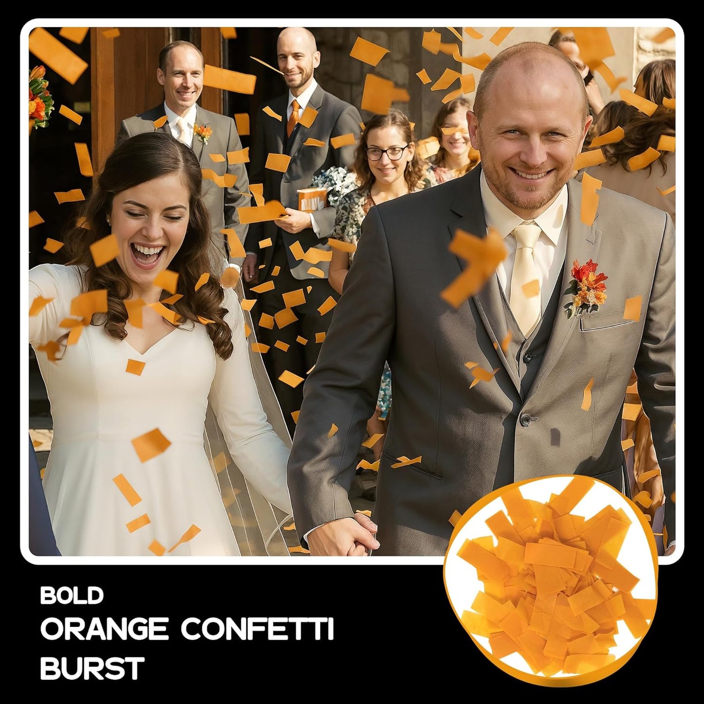Orange Biodegradable Confetti – Rectangular Fluttering Tissue Paper Confetti for Cannon and Launcher use – Best for Gender Reveal, Parties, Concerts and Weddings - 20 lb, 320 oz