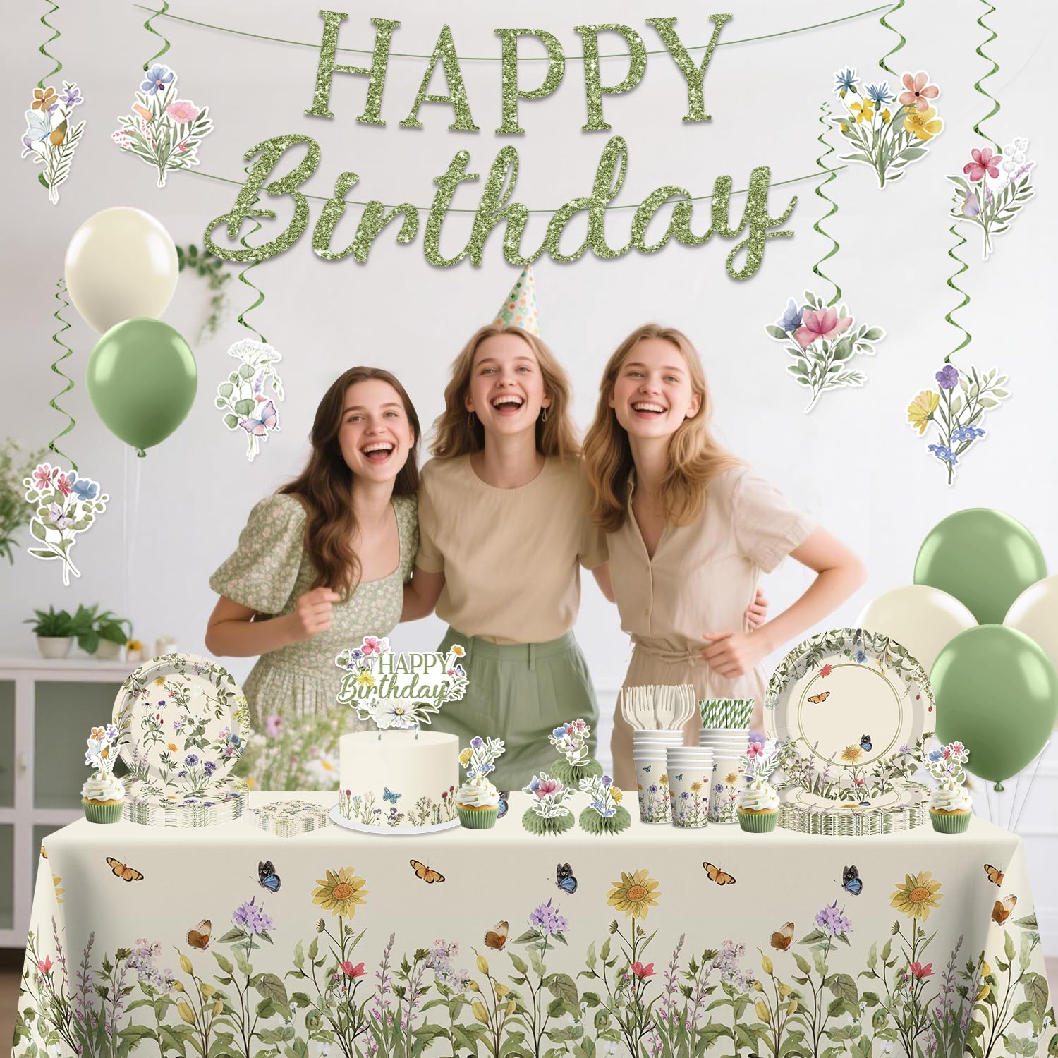 Xynic Wildflower Party Decorations Girl, Flower Themed Birthday, Serve 25