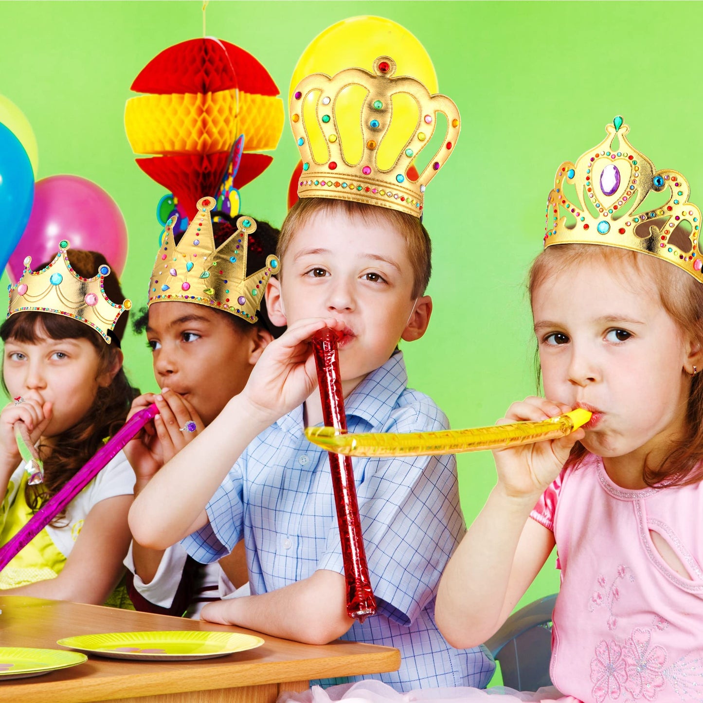 MTLEE 12 Pcs Foam Princess Tiaras Crown 928 Pcs Gem Stickers 12 Gem Rings Craft Making Kits Gifts