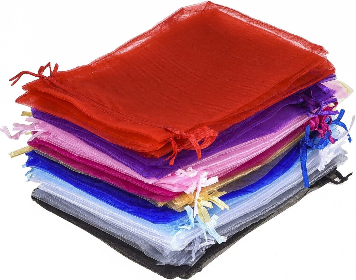 Wudygirl 100 PCS Drawstring Organza Bags 5X7 inches Jewelry Pouches Wedding Baby Shower Party Candy Favor Bags (100 pcs Mix, 5X7)