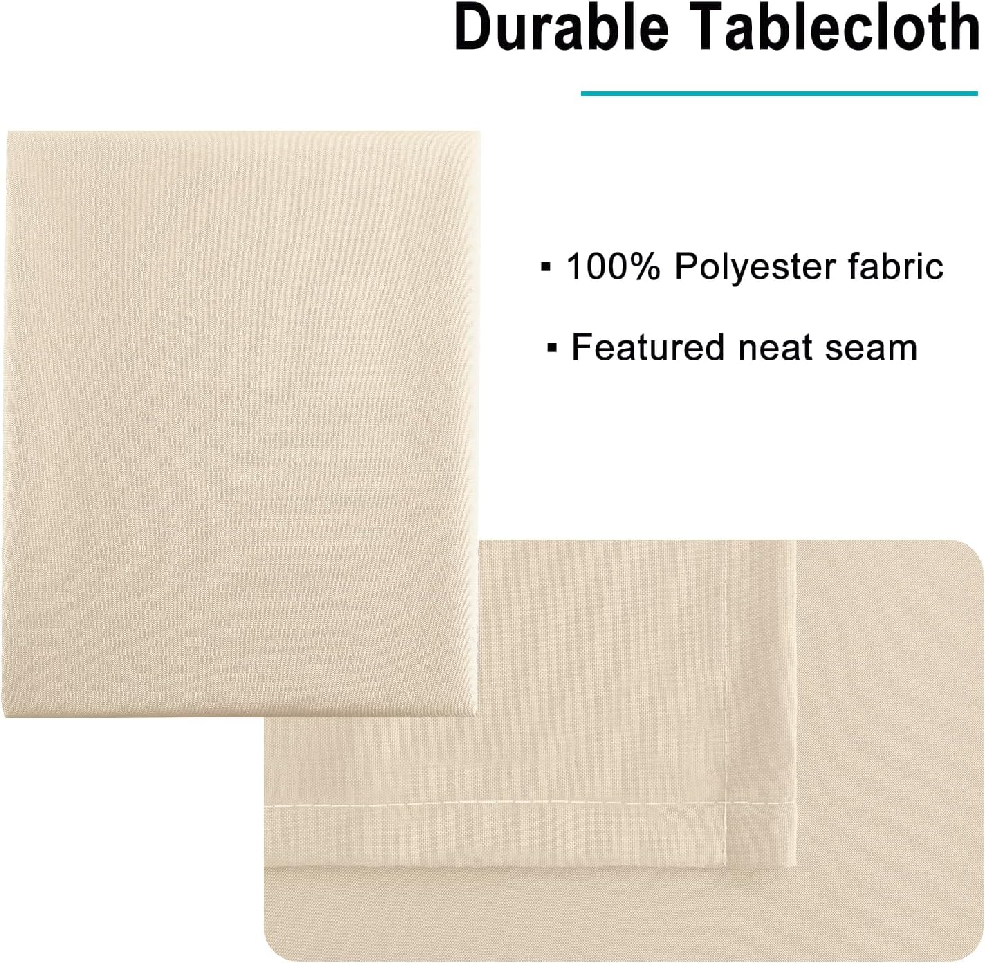 Hiasan Square Tablecloth - Waterproof and Spillproof Washable Fabric Table Cloth for Dining Room Kitchen, Beige, 60 x 60 Inch