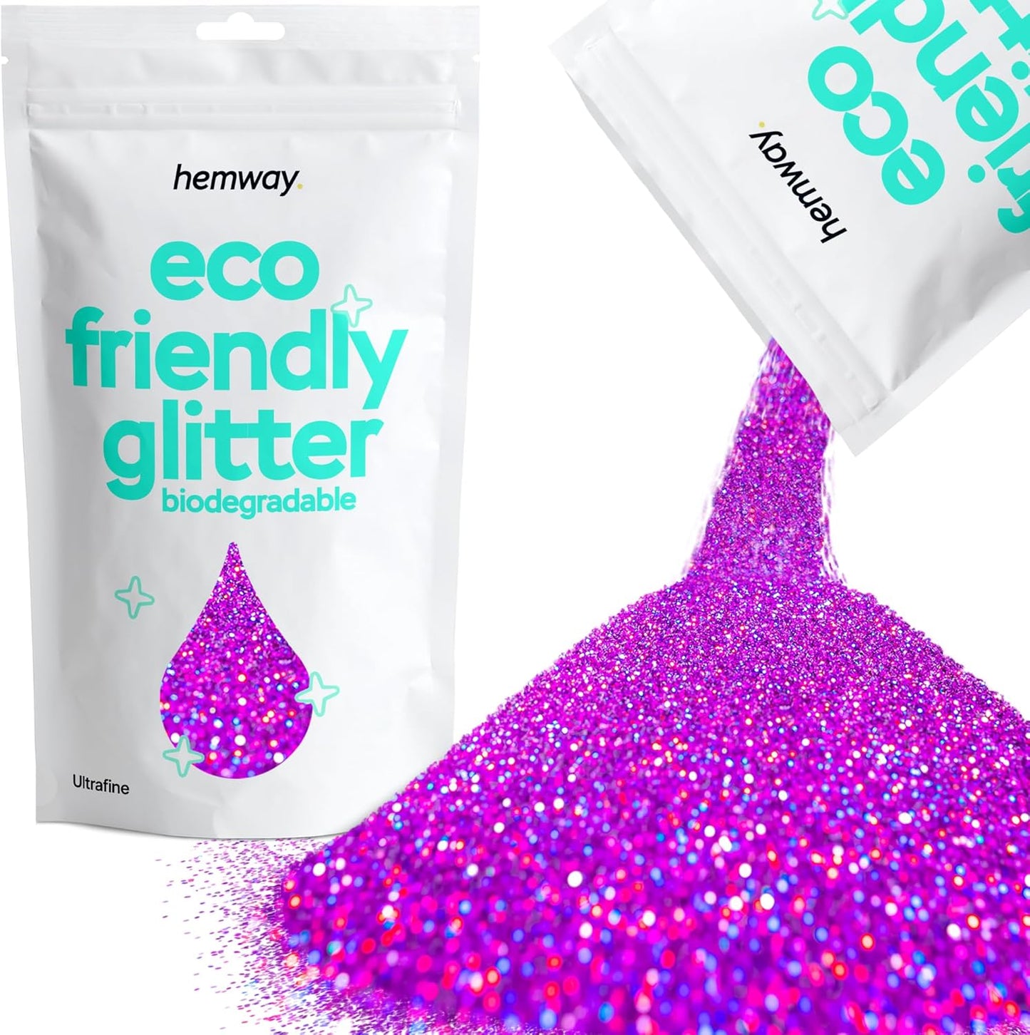 Hemway Biodegradable Glitter Eco Friendly - 100g/3.5oz Bio Cosmetic Safe Sparkle Vegan for Face Eyeshadow Body Hair Festival Makeup Craft - Ultrafine (1/128" 0.008" 0.2mm) - Purple Holographic