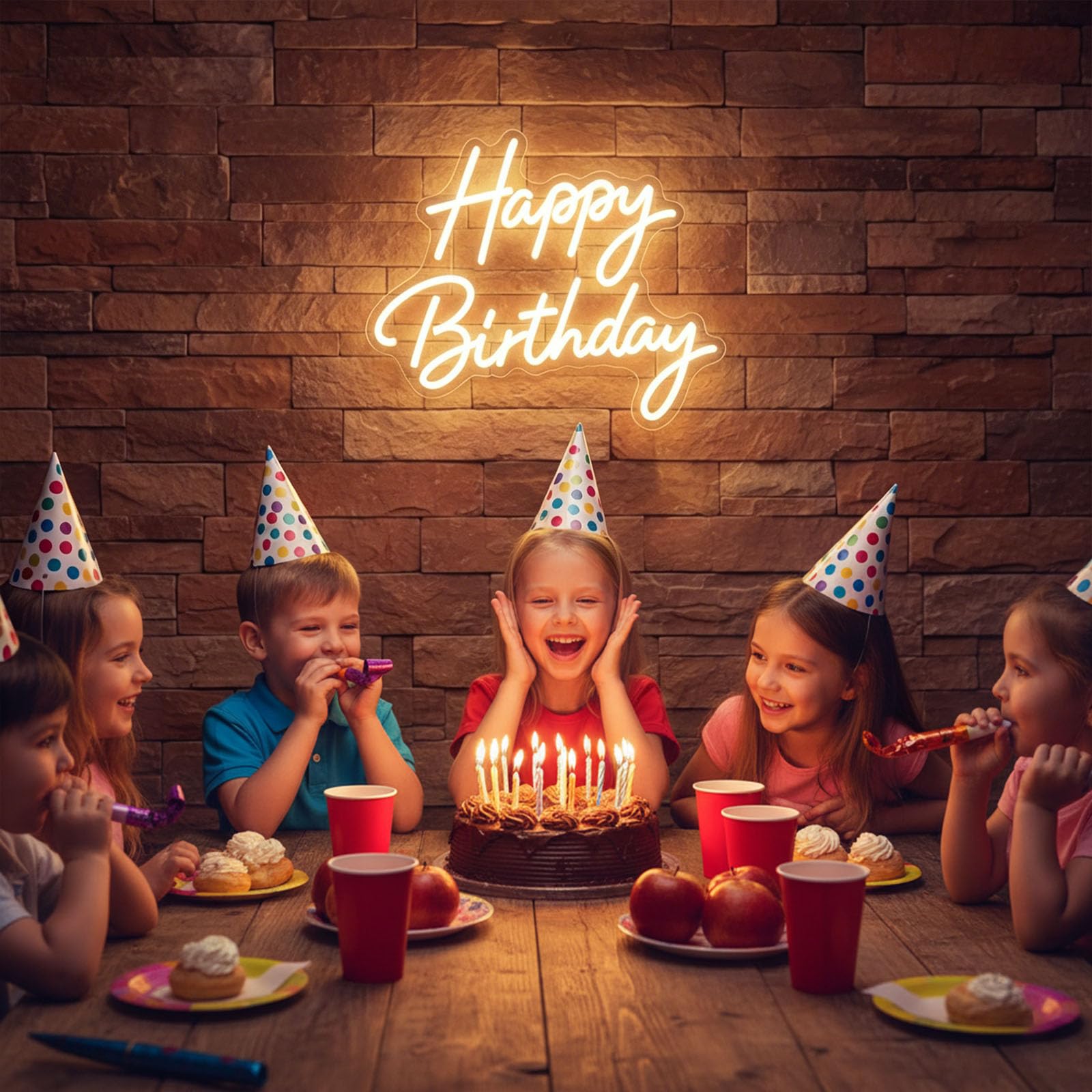 Happy Birthday LED Neon Sign for All Birthday Party Decoration Backdrop