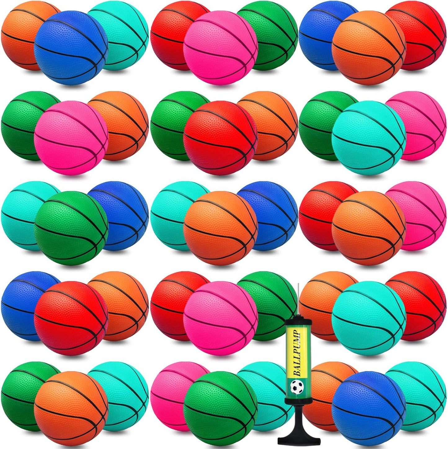 30Pcs 7" Mini Basketball Balls Bulk PVC Small Basketballs for Over The Door Basketball Hoop Games Party Favors Indoor Outdoor Play Adults Kids Pool Beach Colorful
