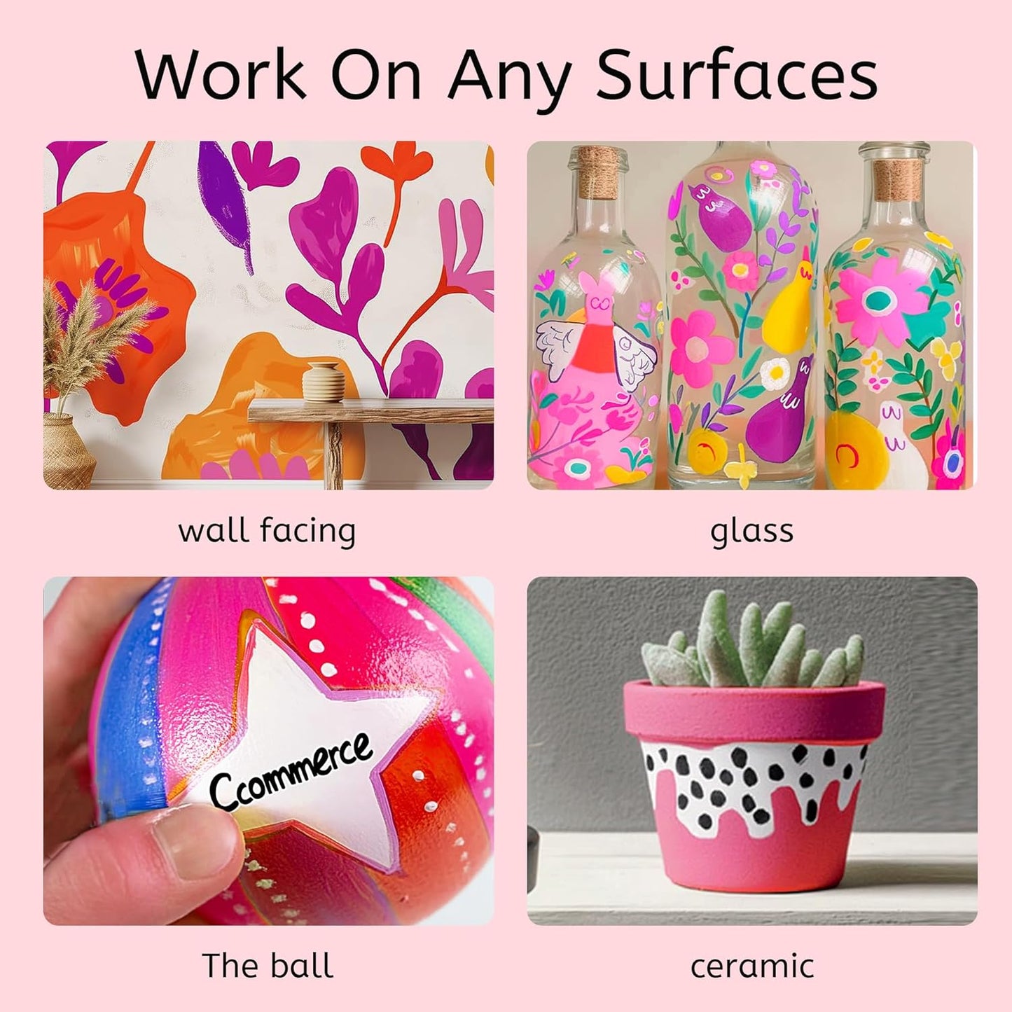 3 Pcs Pink Jumbo Permanent Markers: 15mm Wide Tip Thick Acrylic Paint Pen Large Calligraphy Marker for Rock Painting, Poster, Sign, Canvas, Glass, Wood, Ceramic