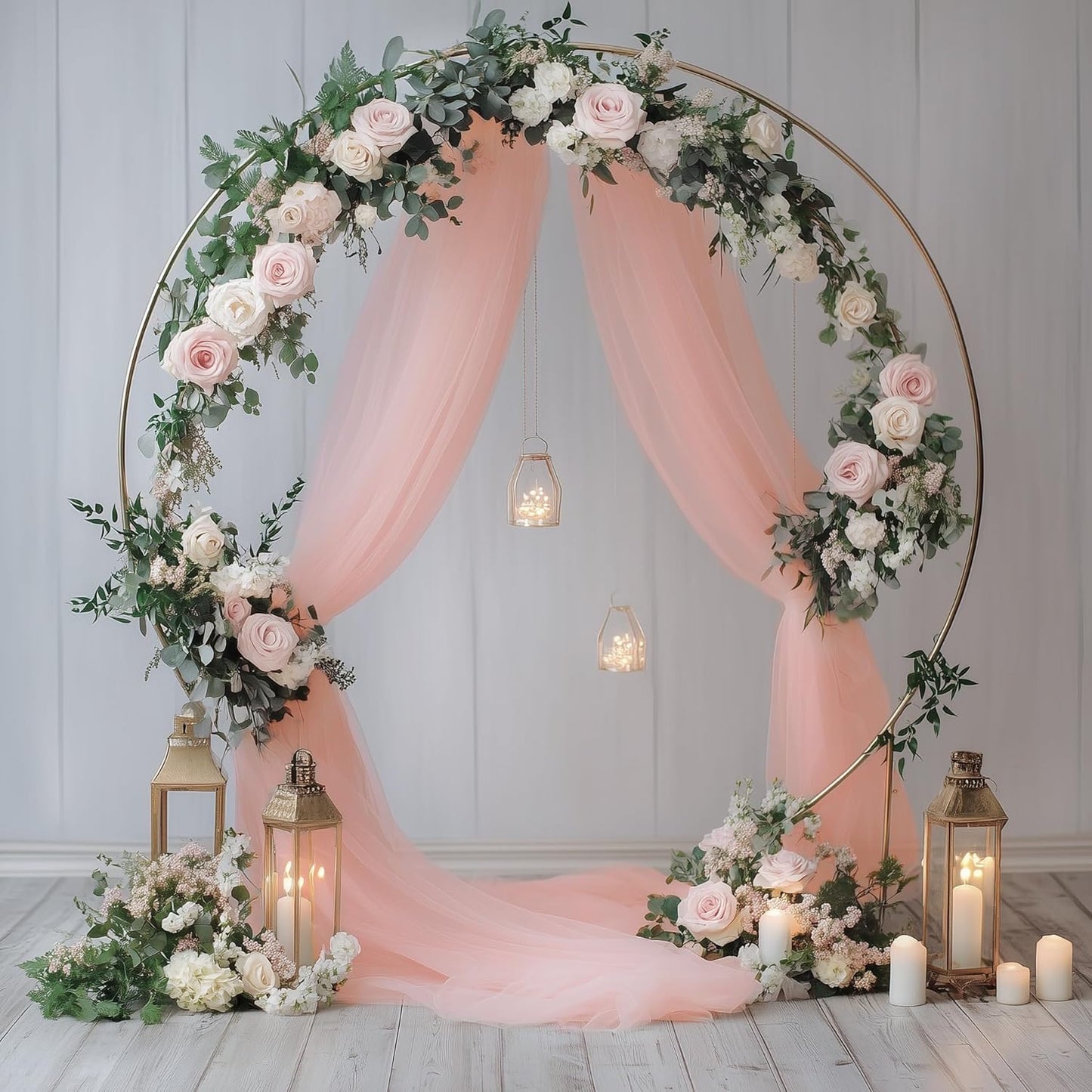 Wedding Arch Draping Fabric 2 Panels 28.7" x 20FT Blush Sheer Chiffon Backdrop Drapes for Wedding Ceremony Birthday Party Bridal Shower Outdoor Decoration