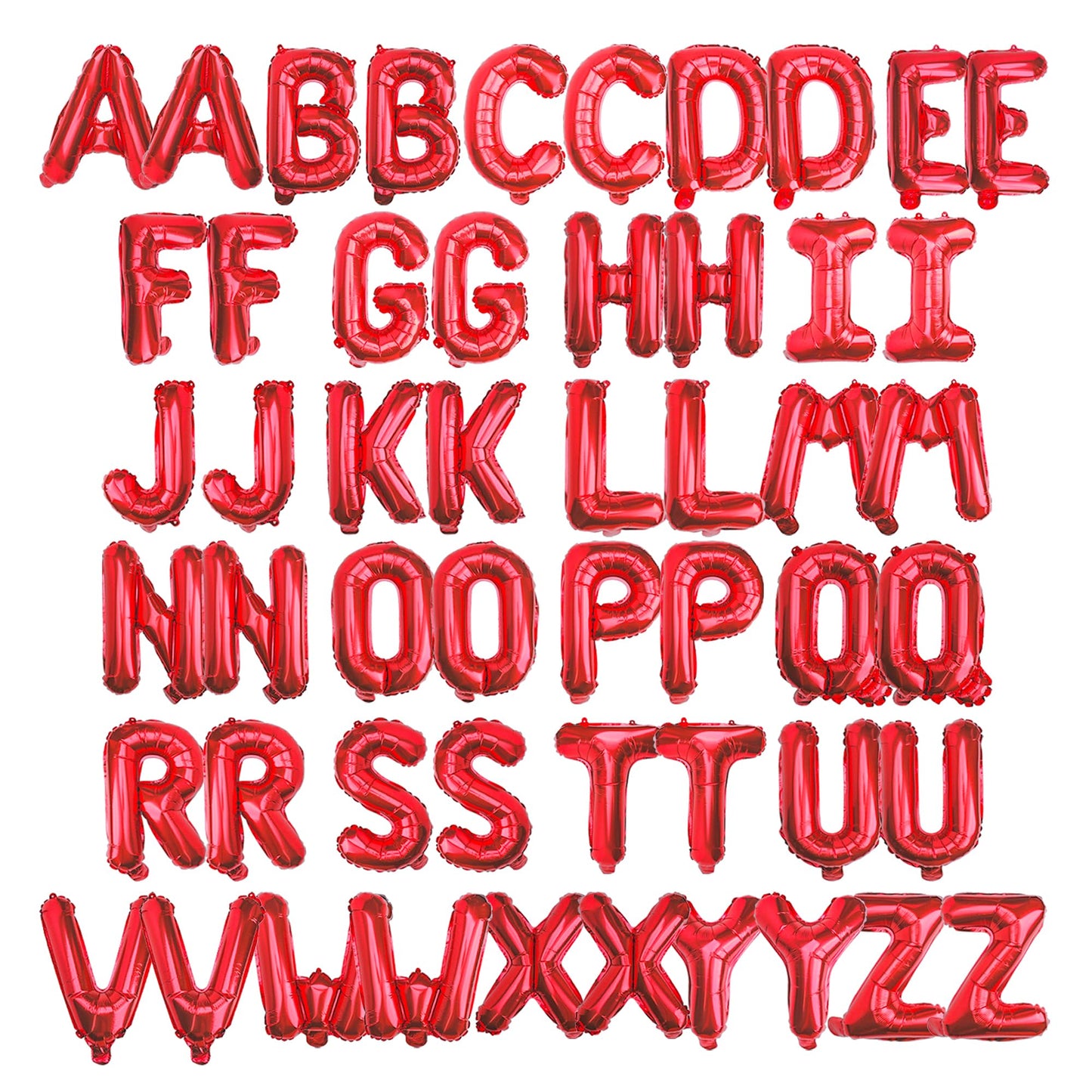 16 Inch 52Pcs Red Letter Balloons Shiny A-Z Foil Balloon Letters