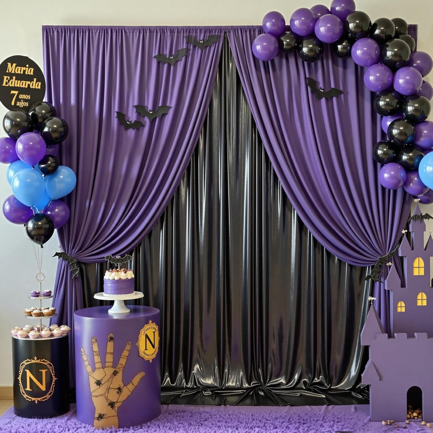 10ft x 10ft Black Glitter Sequin Backdrop Curtain for Parties, Wrinkle Free Sparking Backdrop Drapes, 2 Panels 5x10ft Shimmer Photo Back Drop Cloth for Wedding Birthday Photography Background